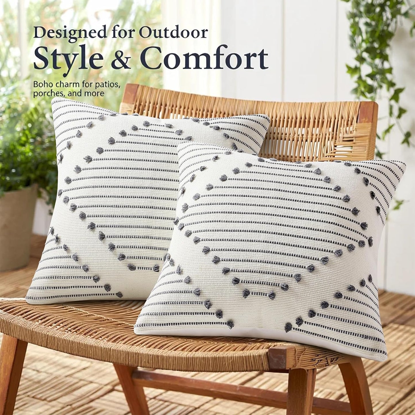 Farmhouse Lumbar Pillow Covers / Grey / 20 x 12 / Set of 2