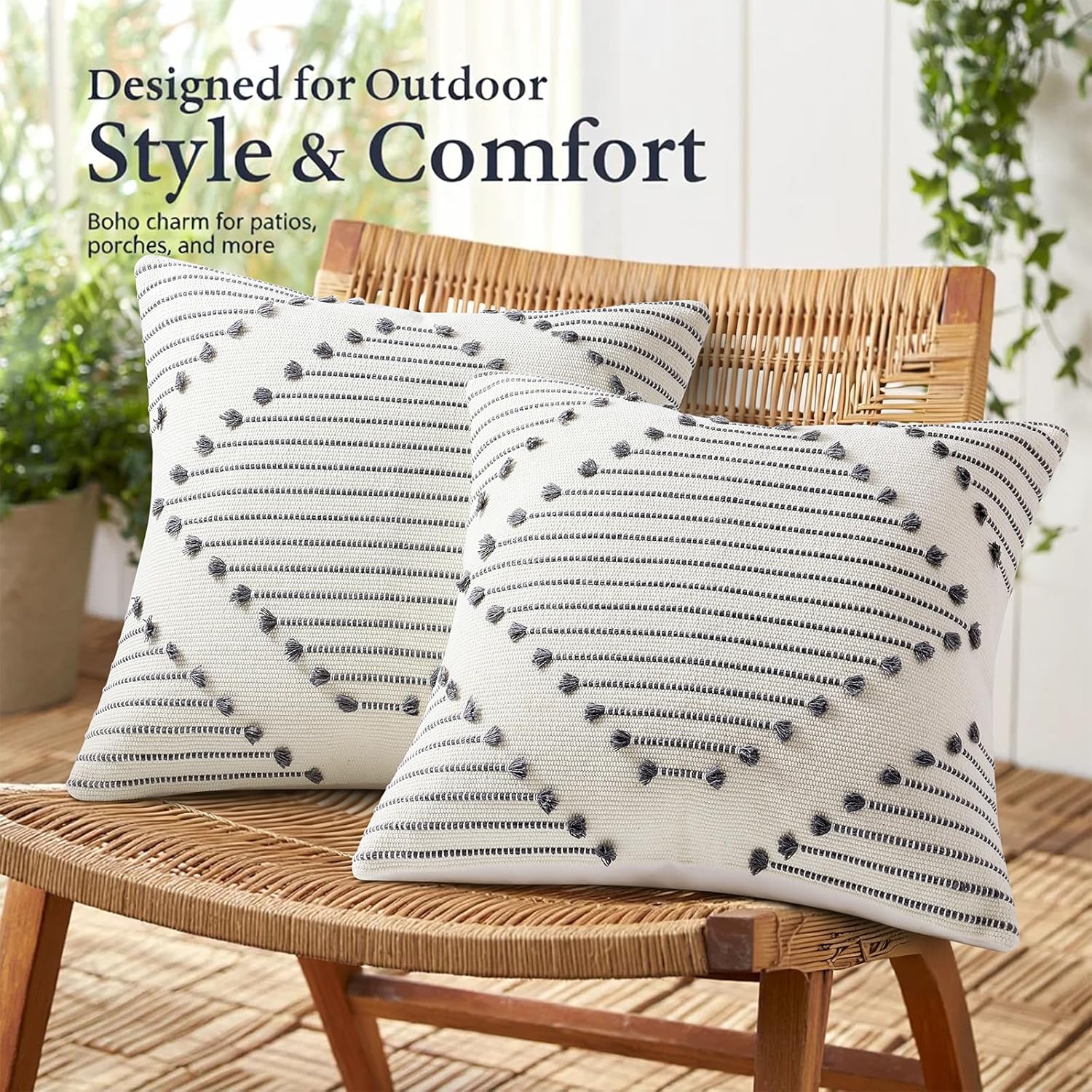 Farmhouse Lumbar Pillow Covers / Grey / 20 x 12 / Set of 2