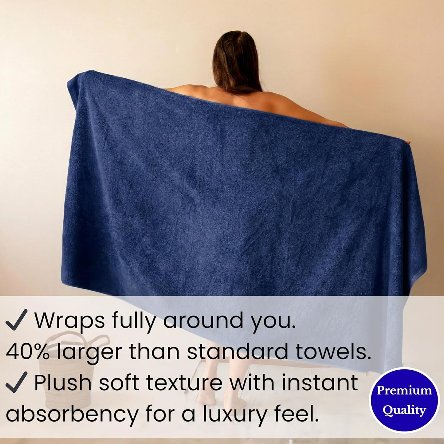 SALBAKOS Luxury 100% Turkish Cotton Bath Sheet 40x80 (1-Piece, Navy Blue) | Extra Large Jumbo Oversized Bathroom and
