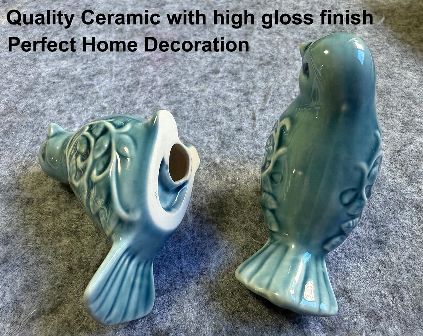 Ceramic Bird Figurines / Blue / Set of 2