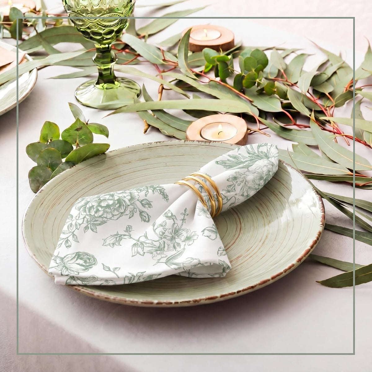 12 Pcs Floral Cloth Napkins 6 Patterns Washable Dinner Tea Party Napkins Reusable Plant Flowers Square Napkin Cotton