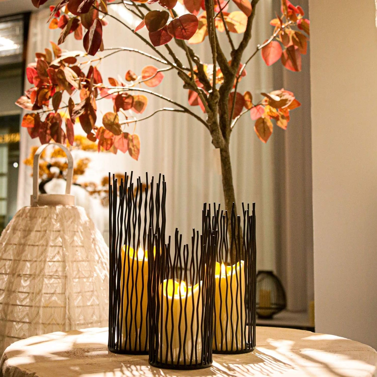 Set of 3 Metal Iron Candle Holder, Black Candlestick Modern Table Centerpiece for Indoor & Outdoor Decor, Dining Room