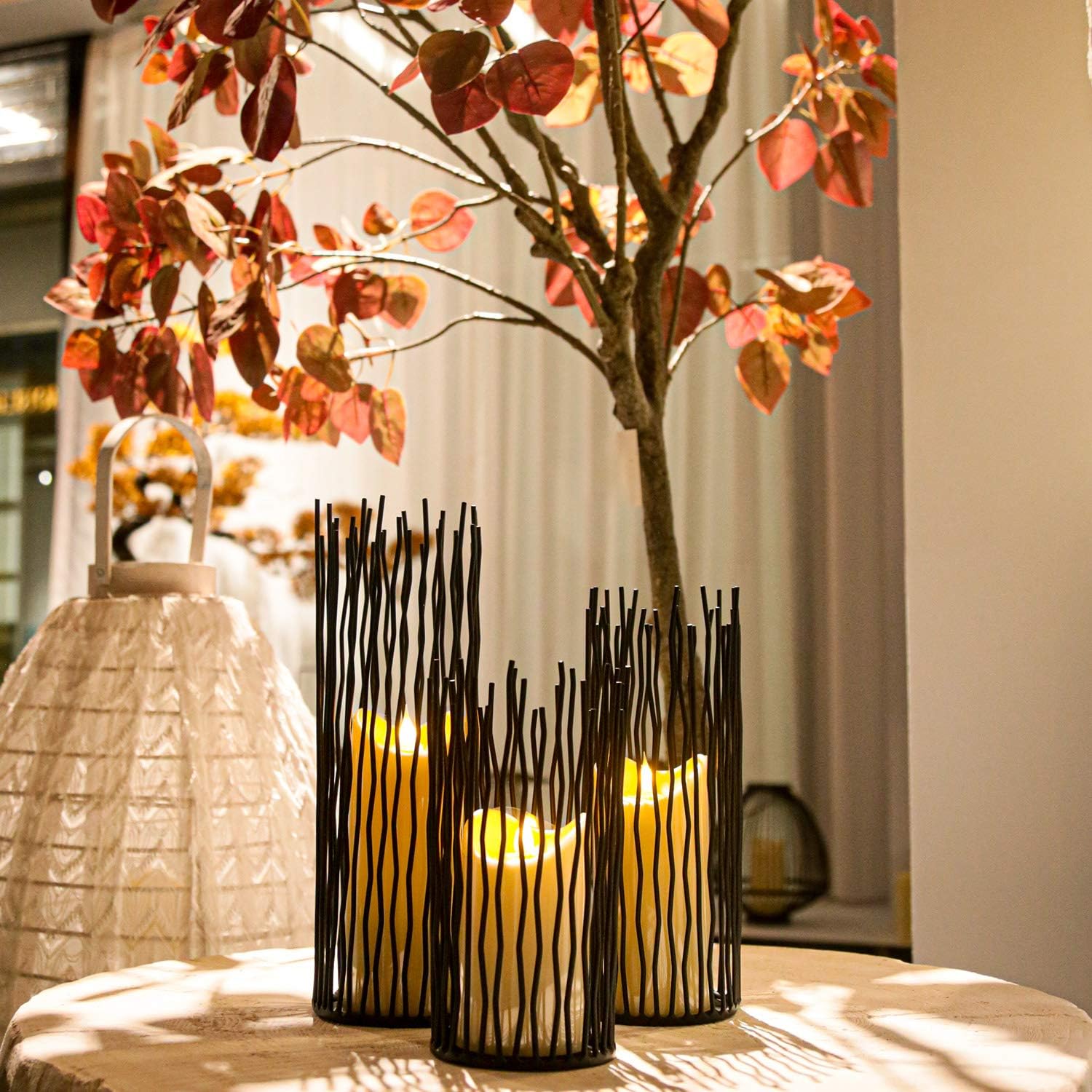 Set of 3 Metal Iron Candle Holder, Black Candlestick Modern Table Centerpiece for Indoor & Outdoor Decor, Dining Room
