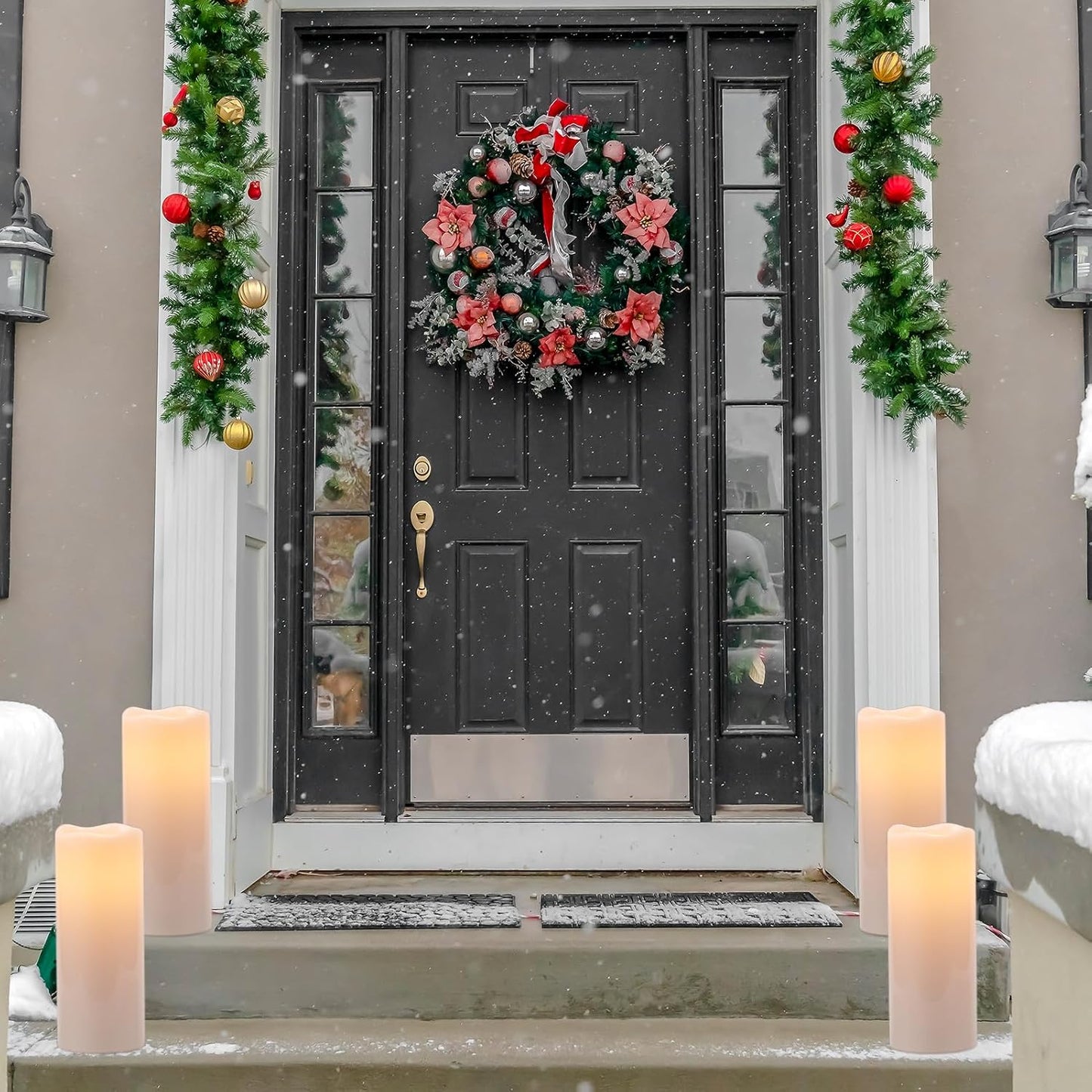 Eldnacele 10"x4" Large Outdoor Flameless Pillar Candles with Remote Timer | Battery Operated Candles LED Flickering