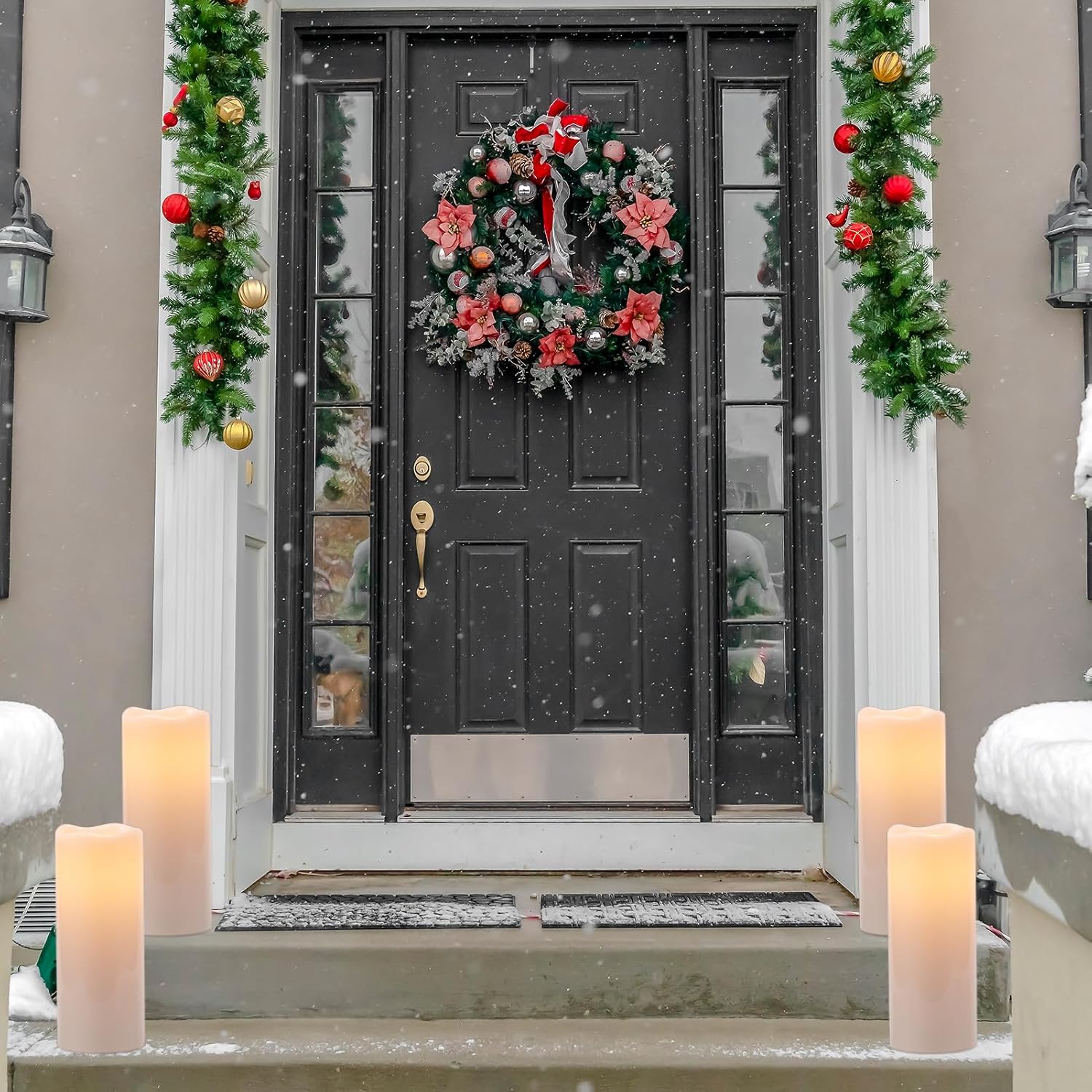 Eldnacele 10"x4" Large Outdoor Flameless Pillar Candles with Remote Timer | Battery Operated Candles LED Flickering