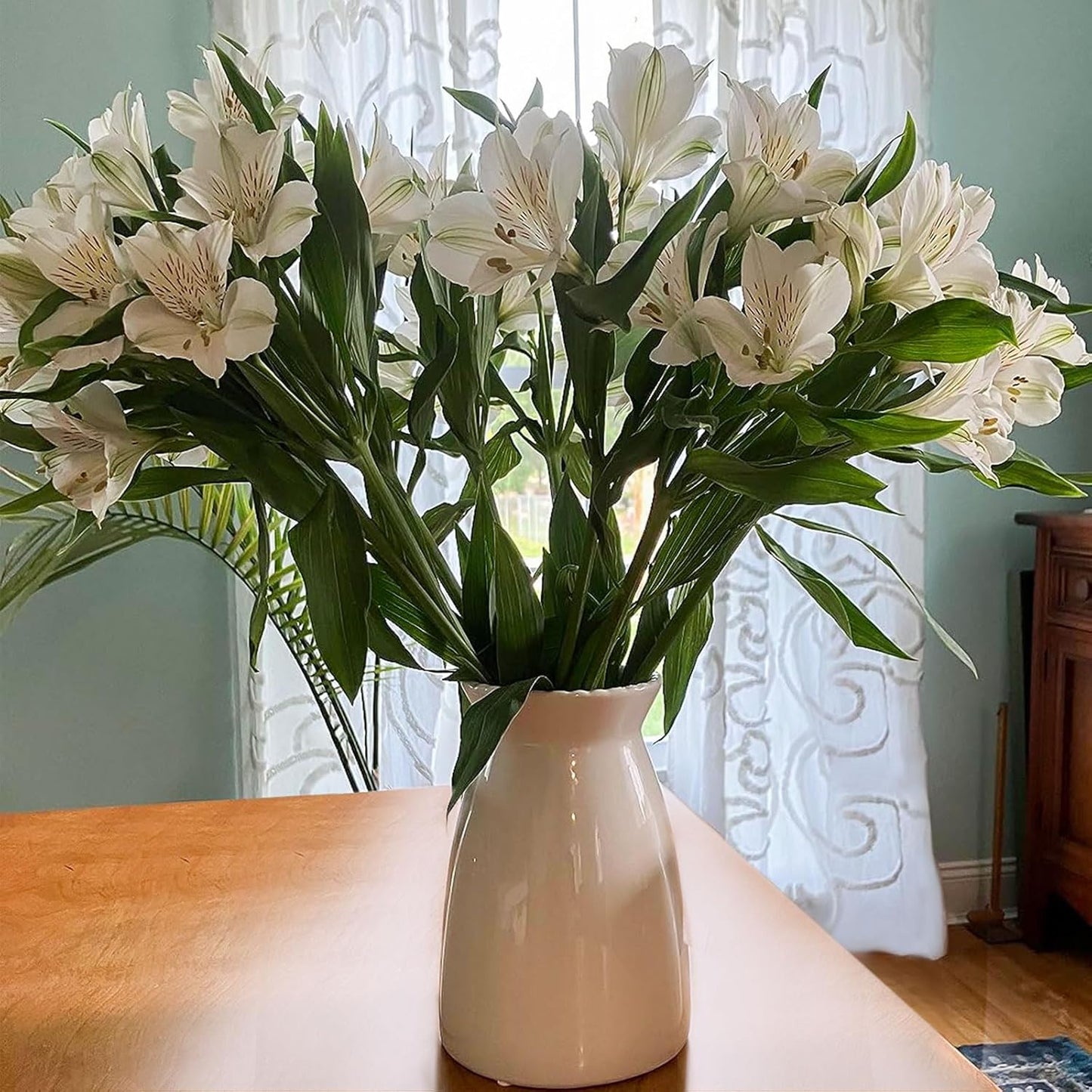 Modern Vases / White Flower Vase- Ceramic Vase for Decor / White-7inch