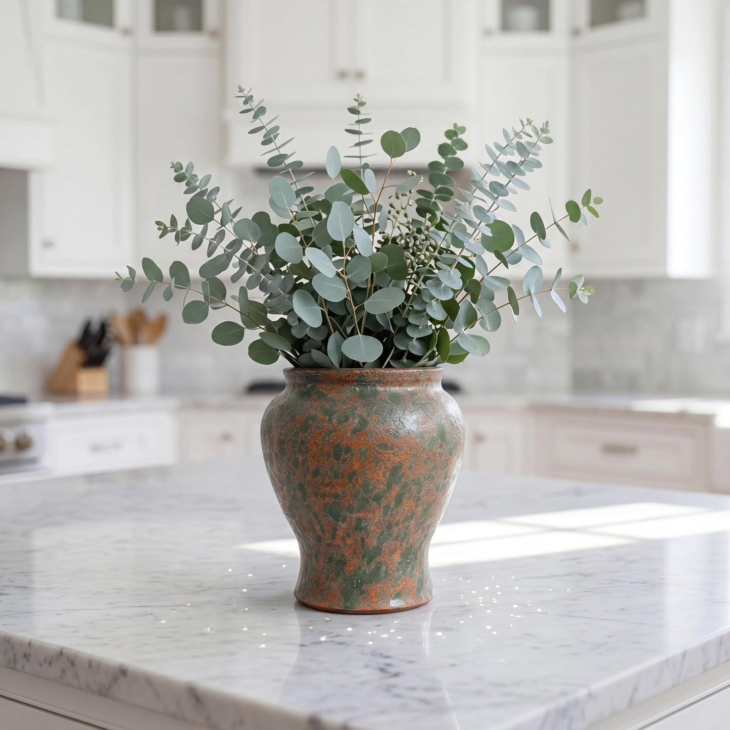 Rustic Ceramic Vase / Copper Bronze Brown / 6.7 Inch