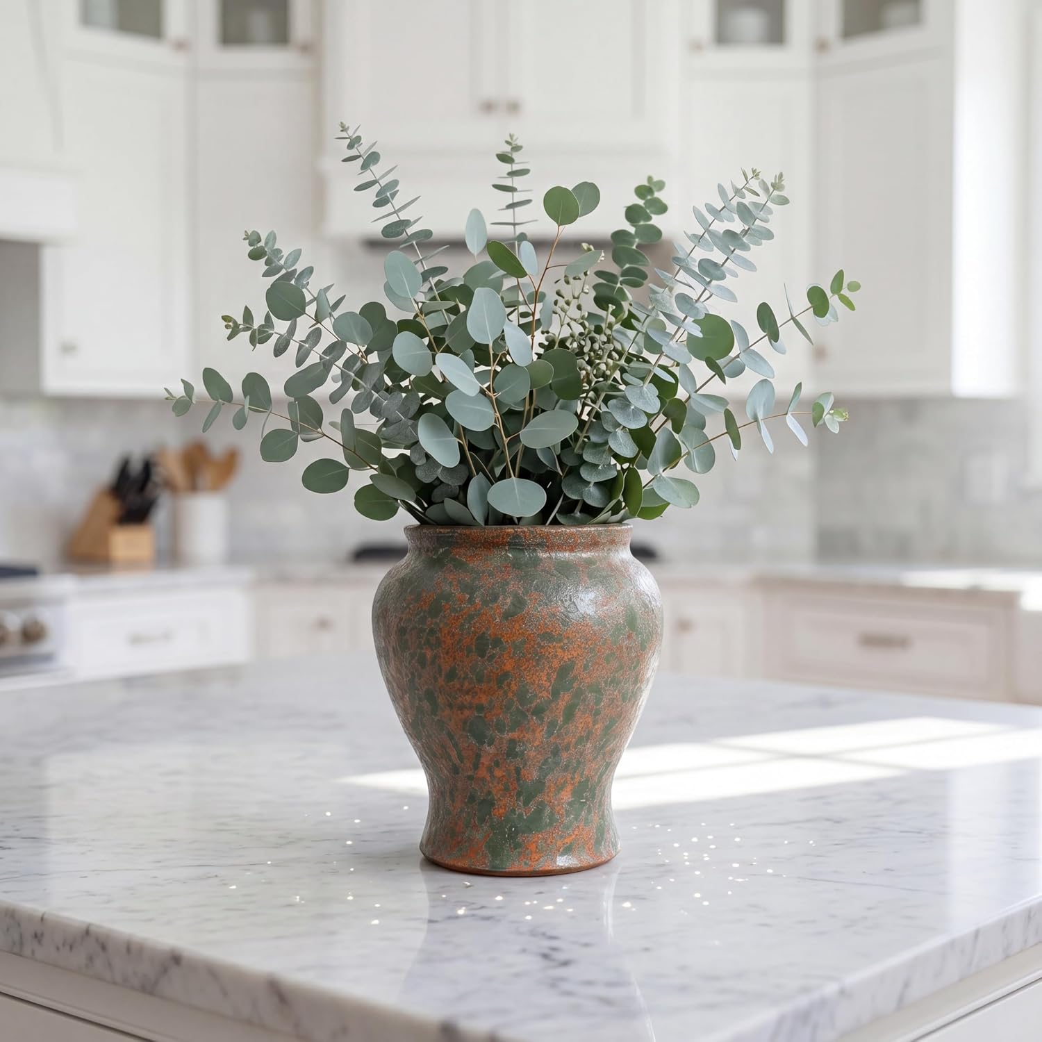 Rustic Ceramic Vase / Copper Bronze Brown / 6.7 Inch