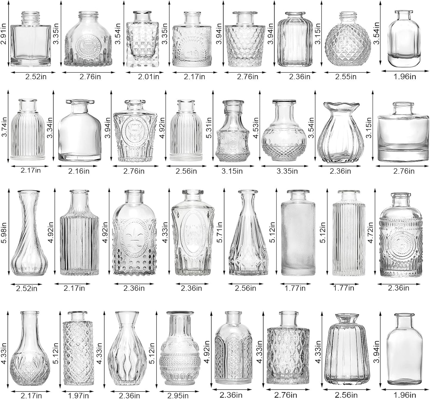 Mini Glass Vases for Flower / Clear / Set of 45