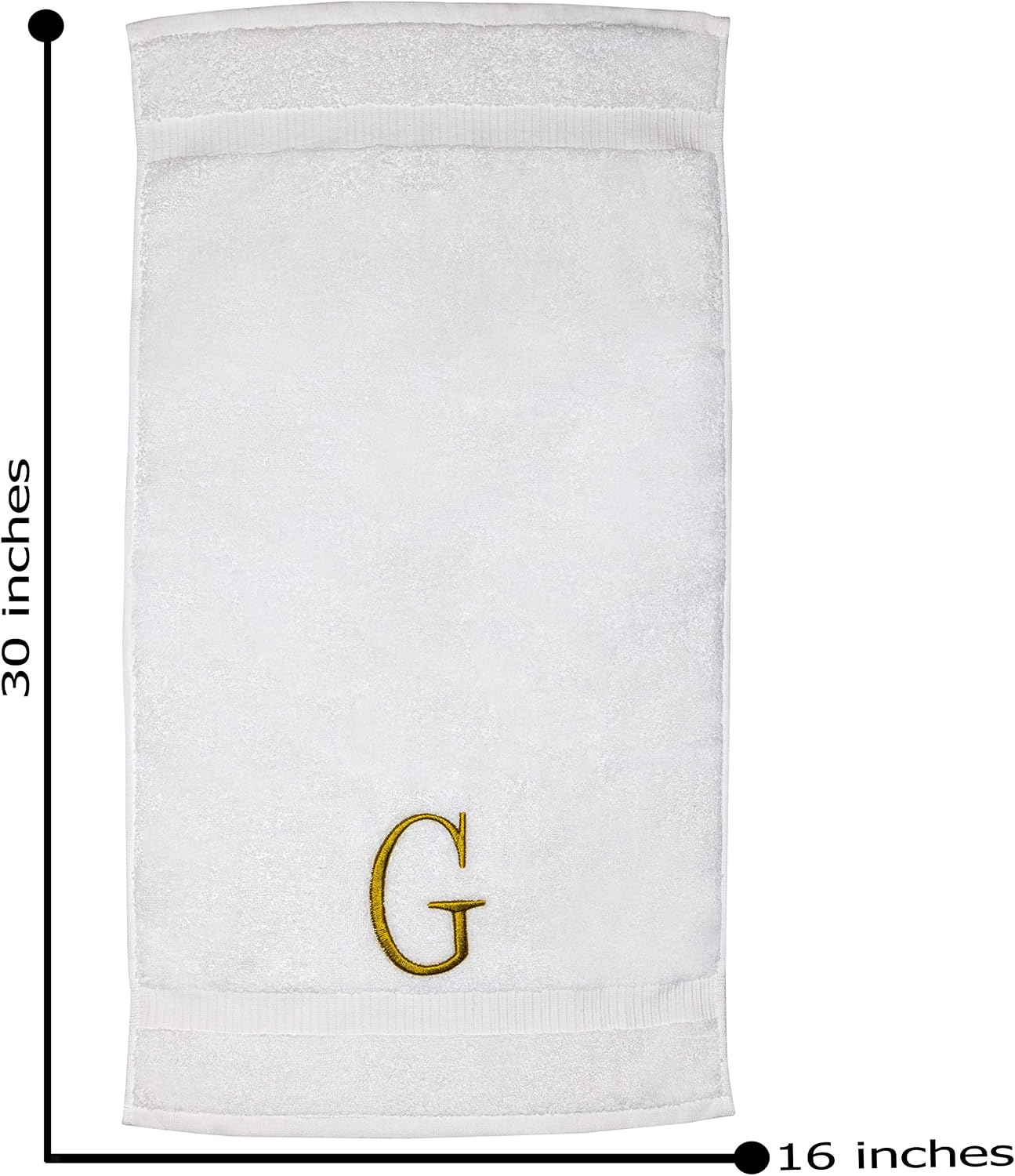 White with Gold Monogrammed Hand Towels for Bathroom - Set of 2 Letter G | Luxury Hotel Quality Initial Towels For