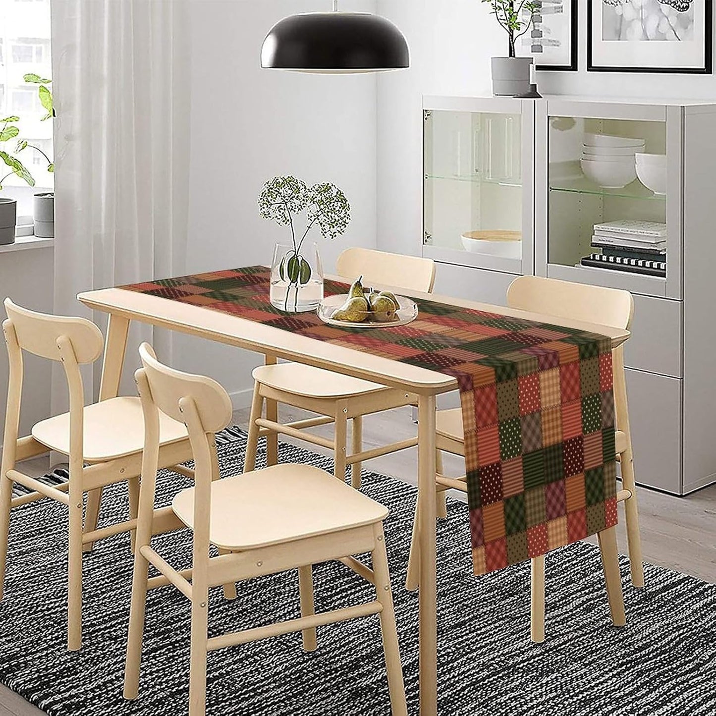 Vintage Patchwork Table Runner Abstract Geometric Pattern Splicing Design Pattern Printed Linen Table Runner for Home