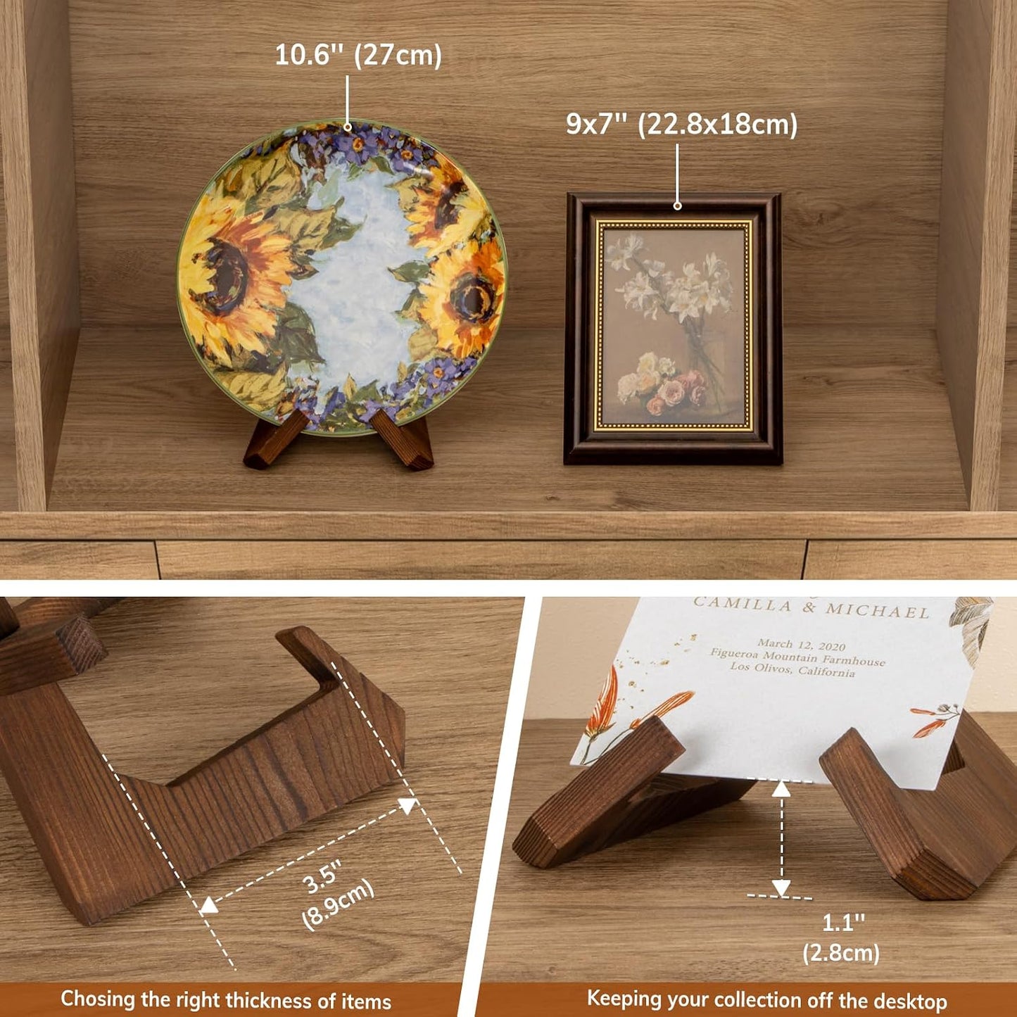 Wooden Easel Frame Holder / 4.5 Inch / Set of 3