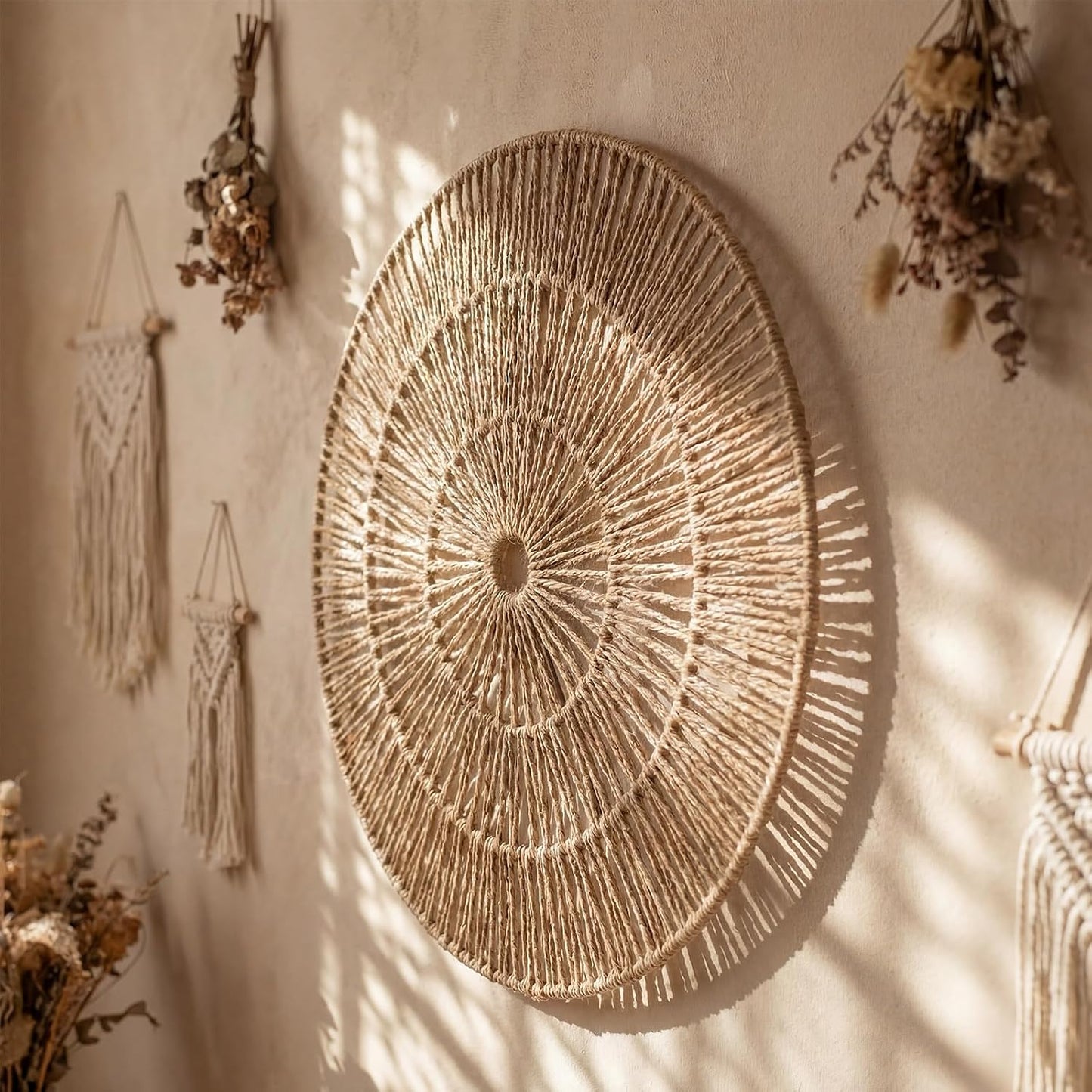 Wicker Jute Wall Decor Baskets / Set of 9