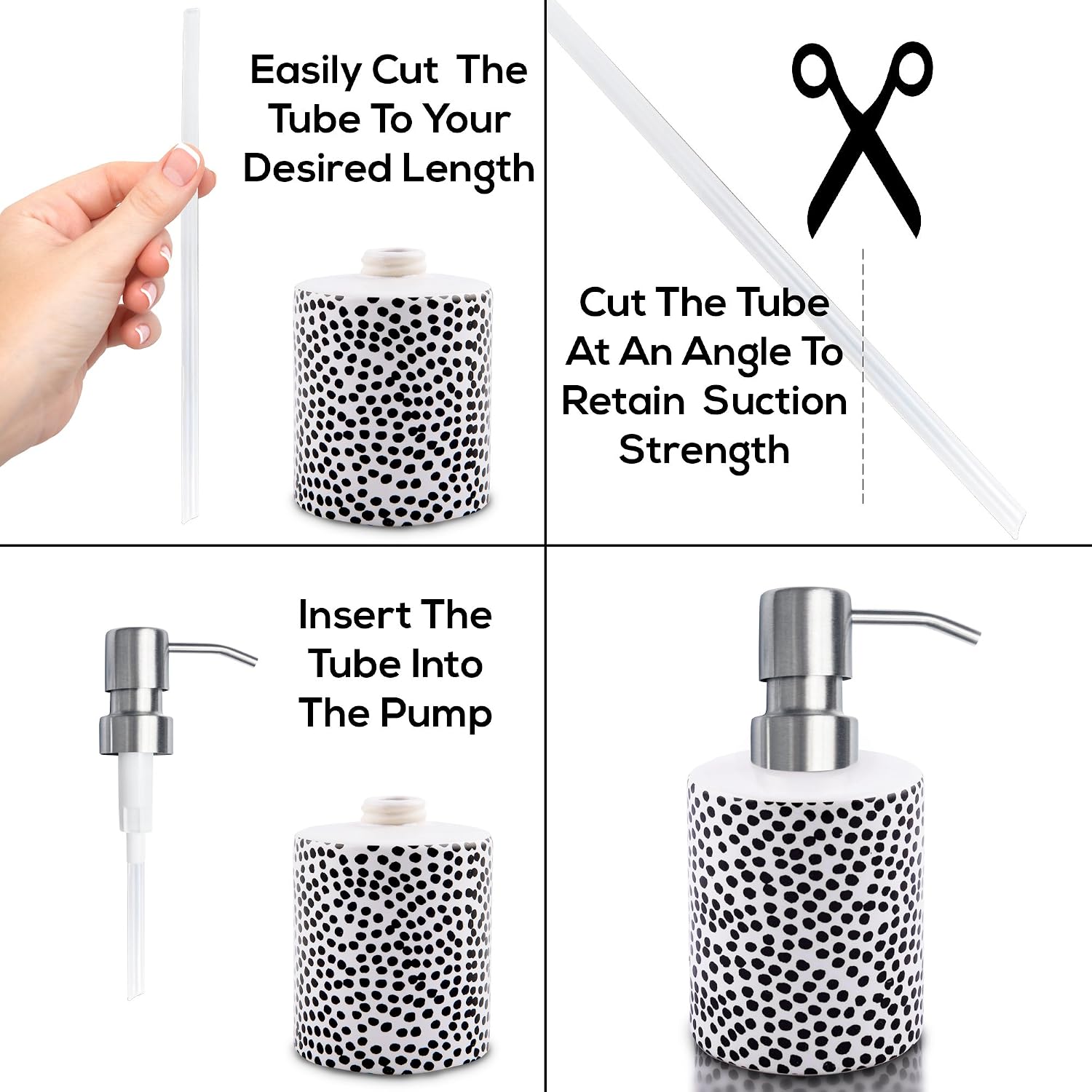 Bathroom Countertop Soap Dispensers (Brushed Nickel, 4 Pack)