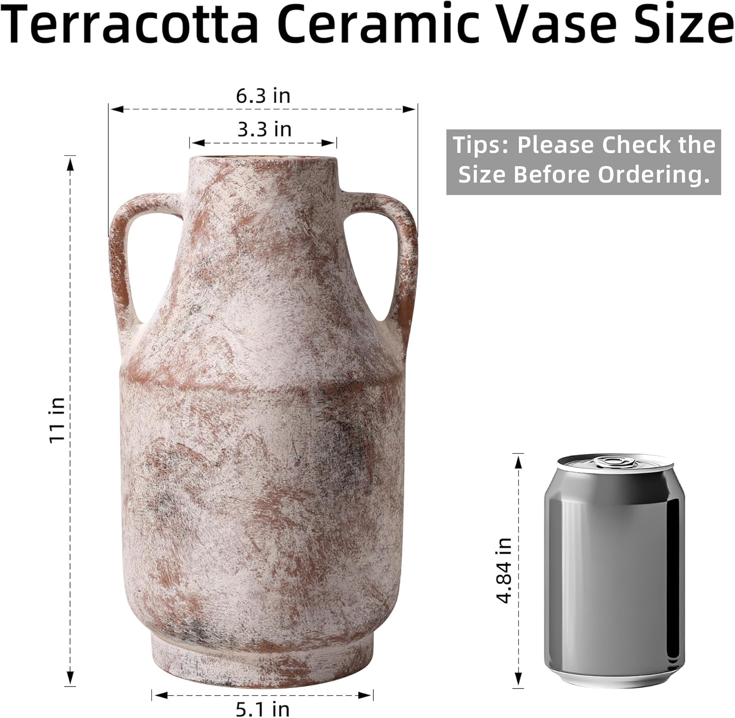 Ceramic Flower Vase / 11inch Terracotta / 11 Inch