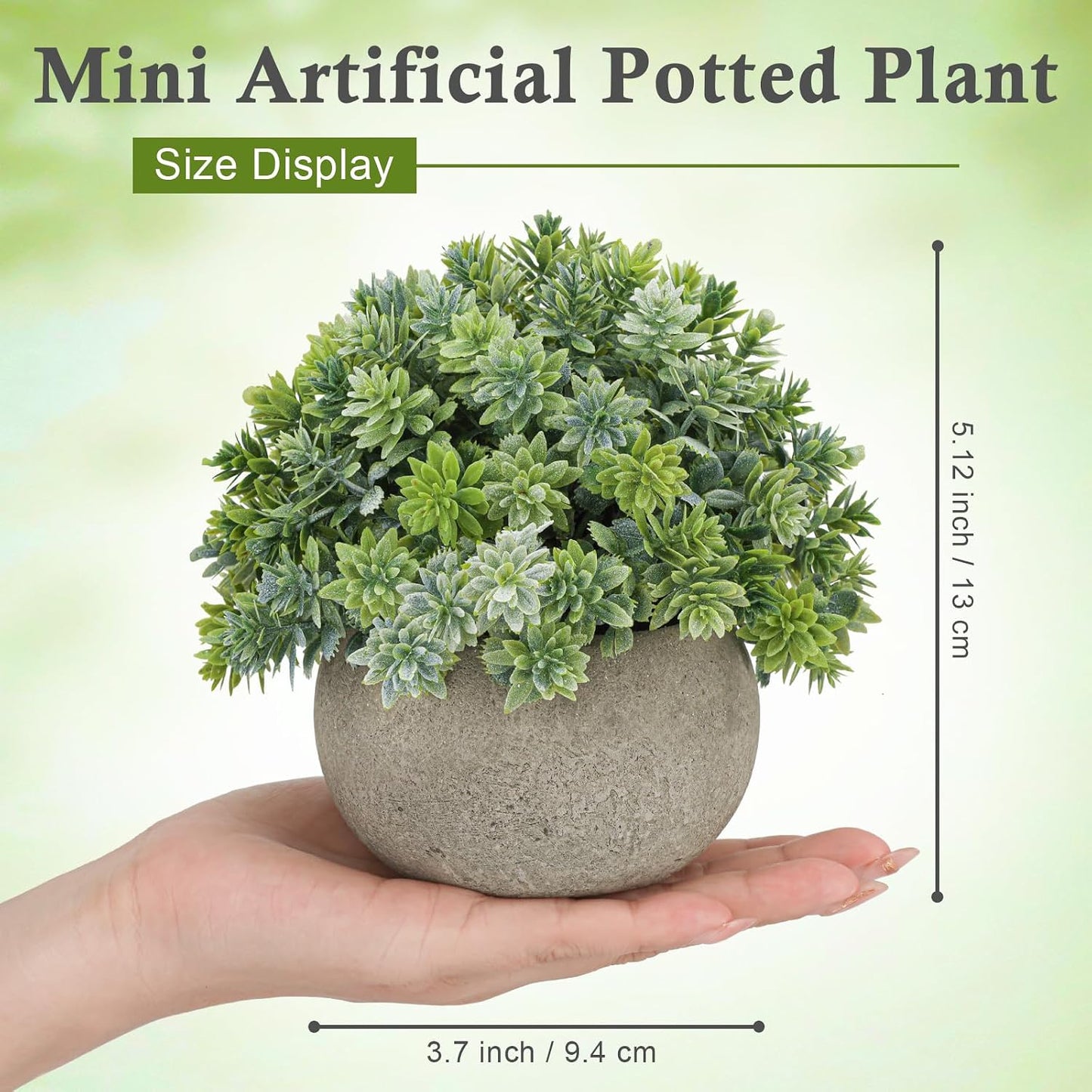 Mini Artificial Potted Plant Sage Boxwood Topiary Fake Plant Indoor / Green