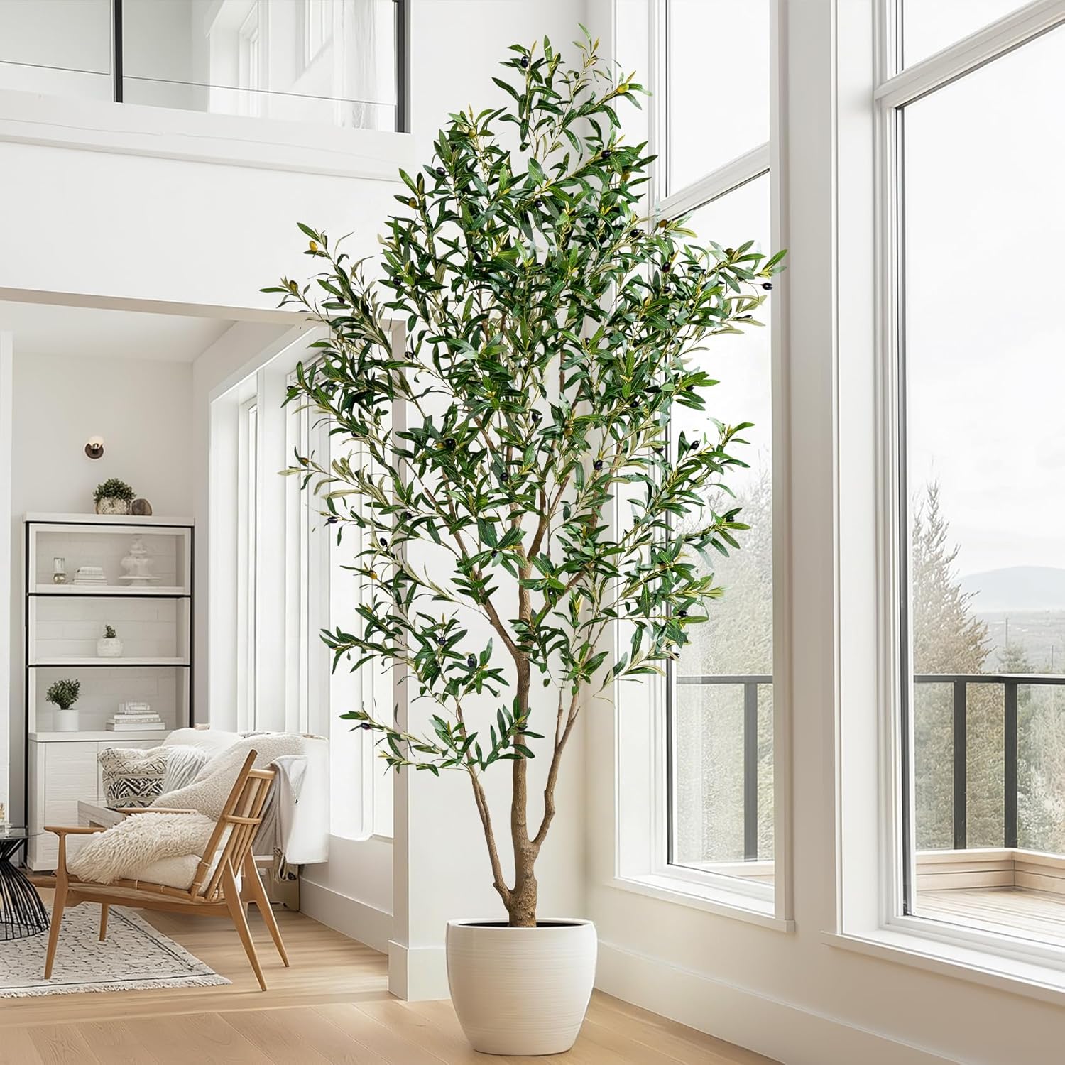 Large Faux Olive Tree Tall Artificial Trees / 7ft
