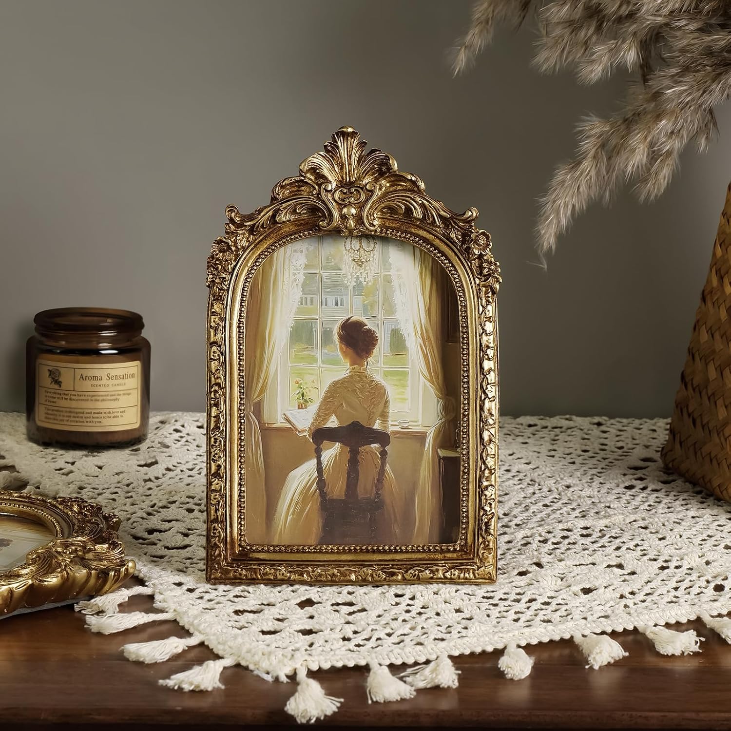 Vintage Picture Frame Arched Frames / Gold Arch / 4 x 6