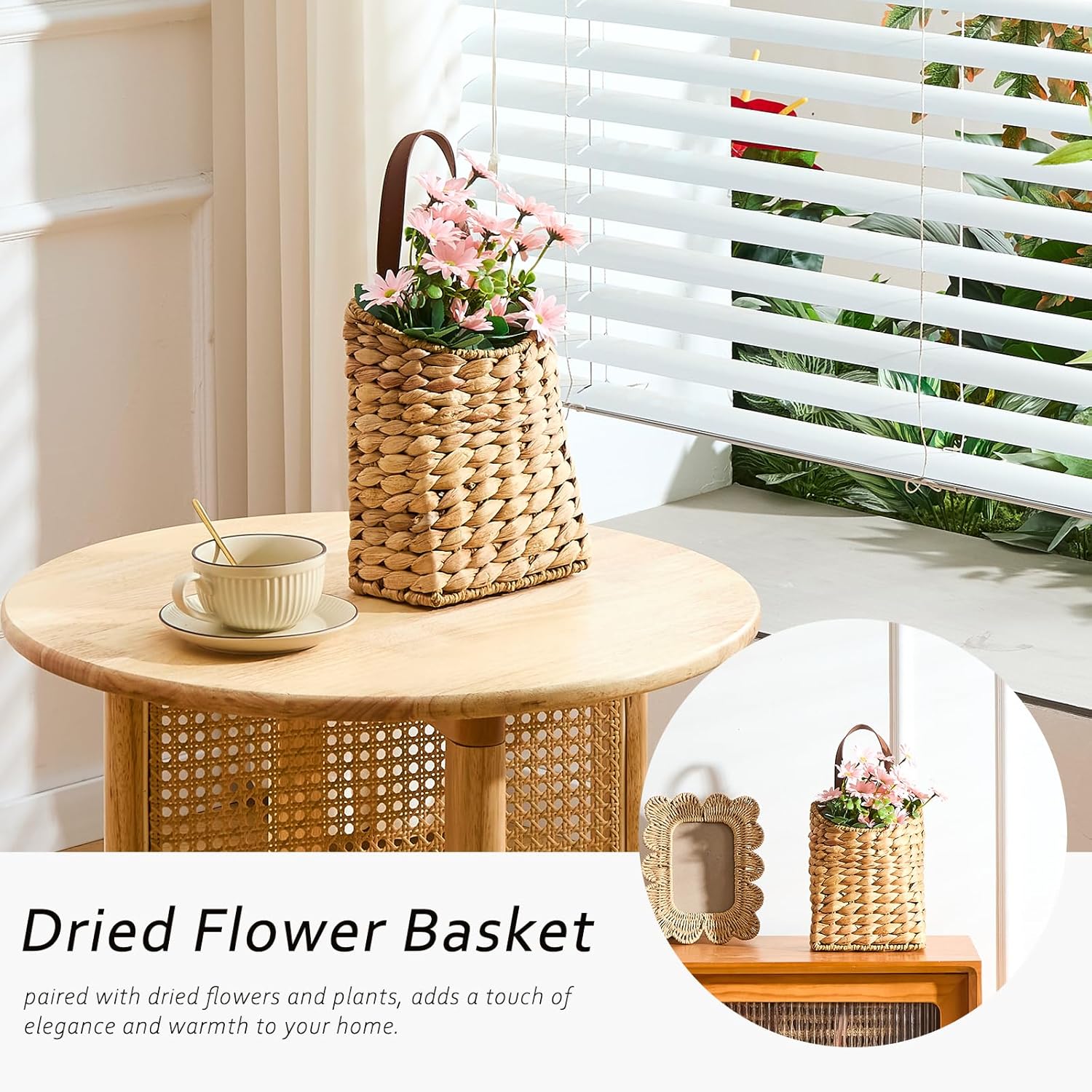 Wall Hanging Pocket Basket Portable Storage Basket Decorative Boho Mounted / Water Hyacinth
