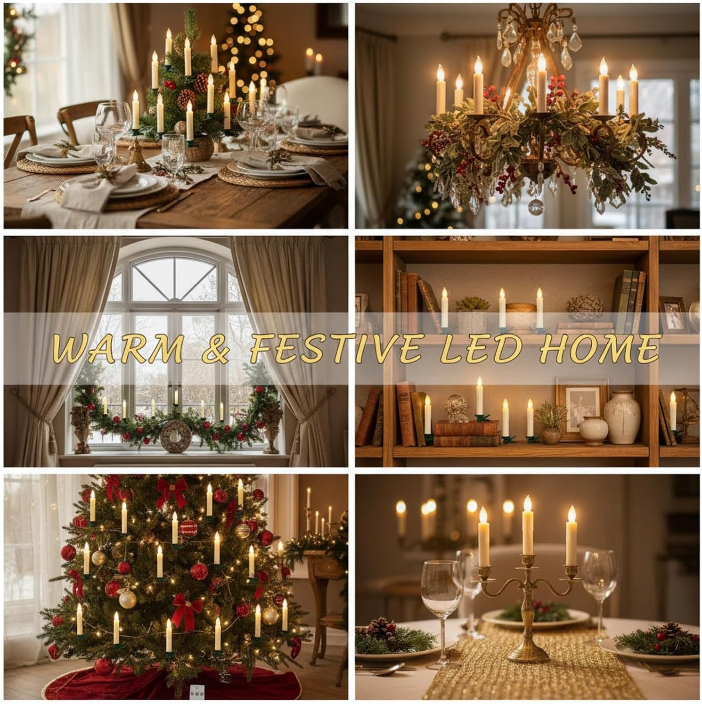 LED Taper Candles with Remote 4in, 10 Clip-On Christmas Tree Lights | Magical Floating Flameless Candle Short Battery