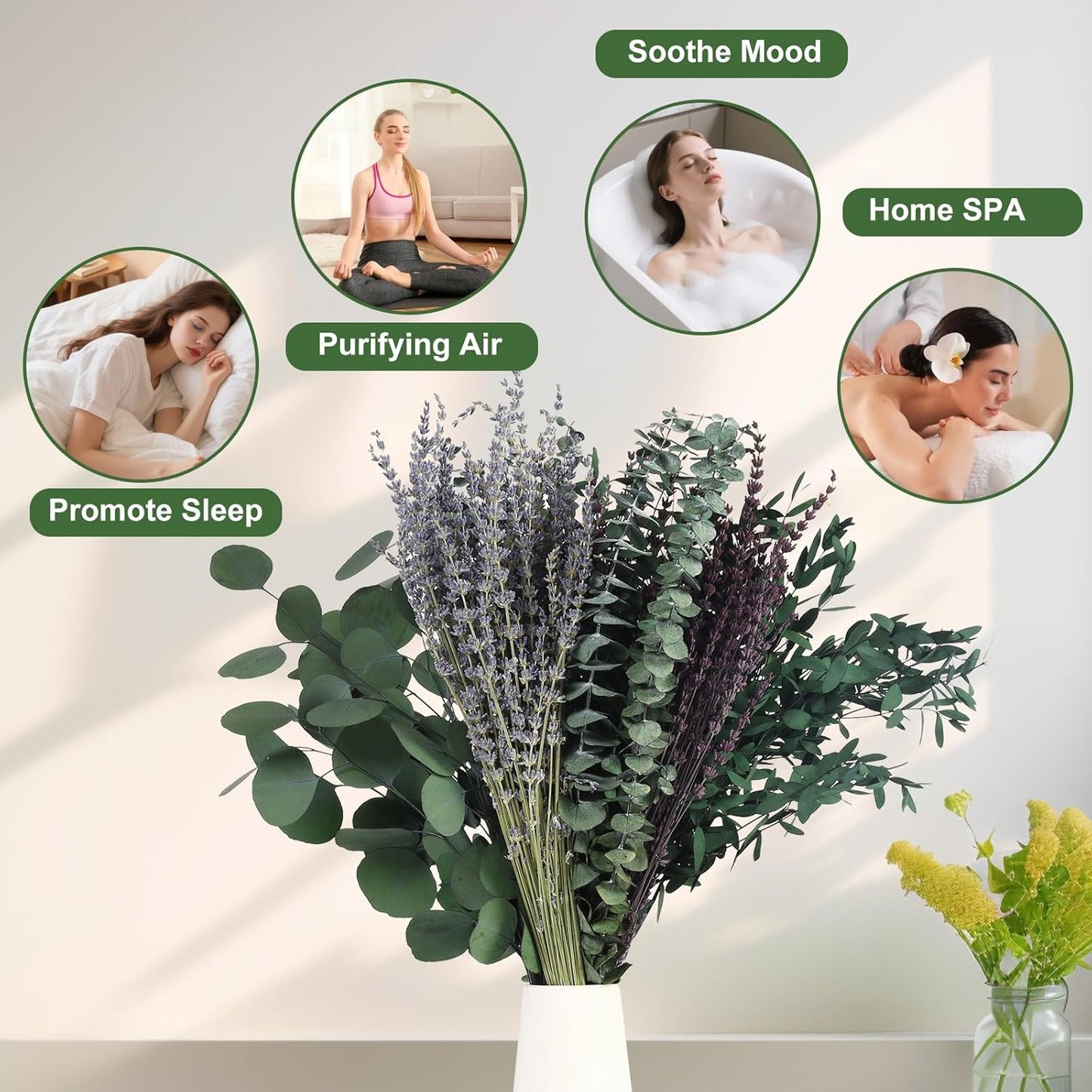 120+ Pcs Mixed Dried Eucalyptus & Lavender Flowers for Shower / Natural