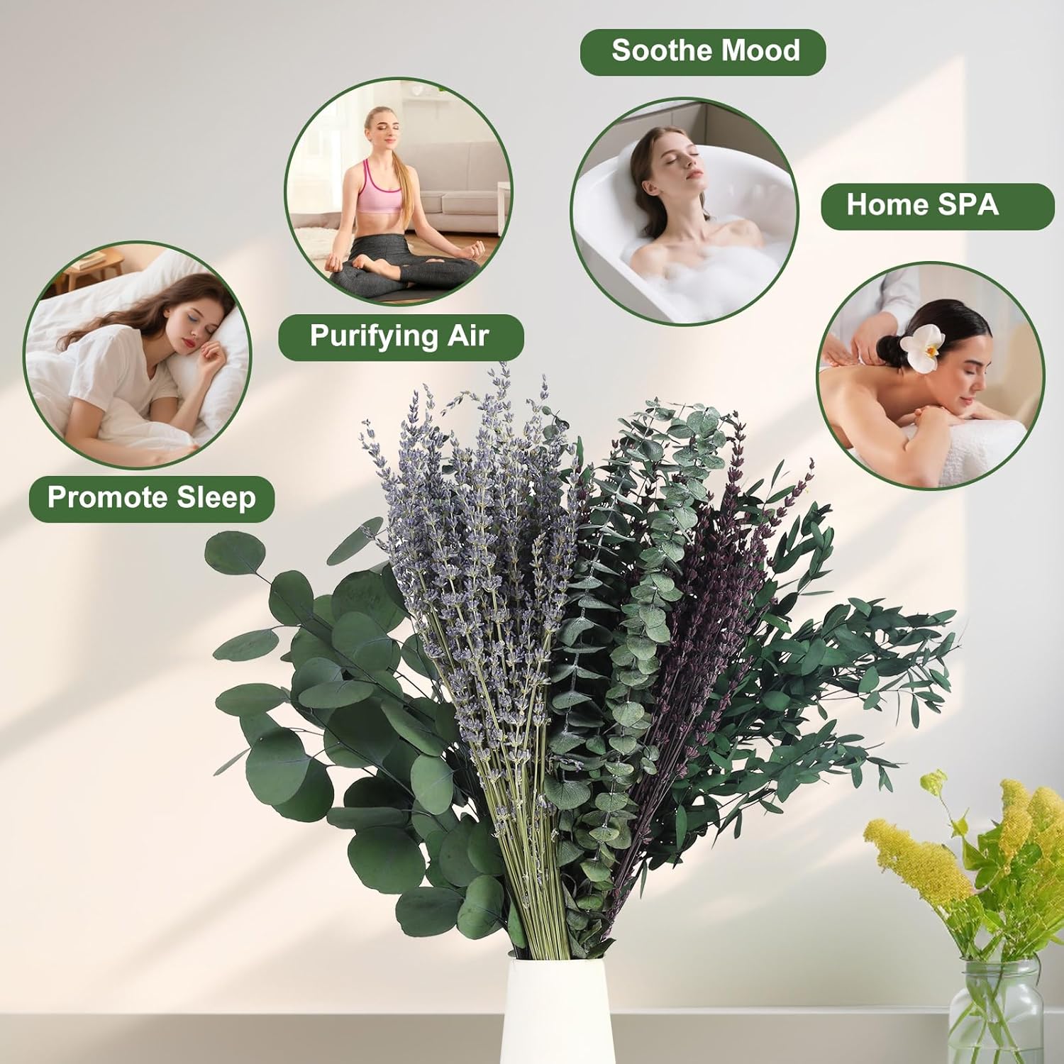 120+ Pcs Mixed Dried Eucalyptus & Lavender Flowers for Shower / Natural