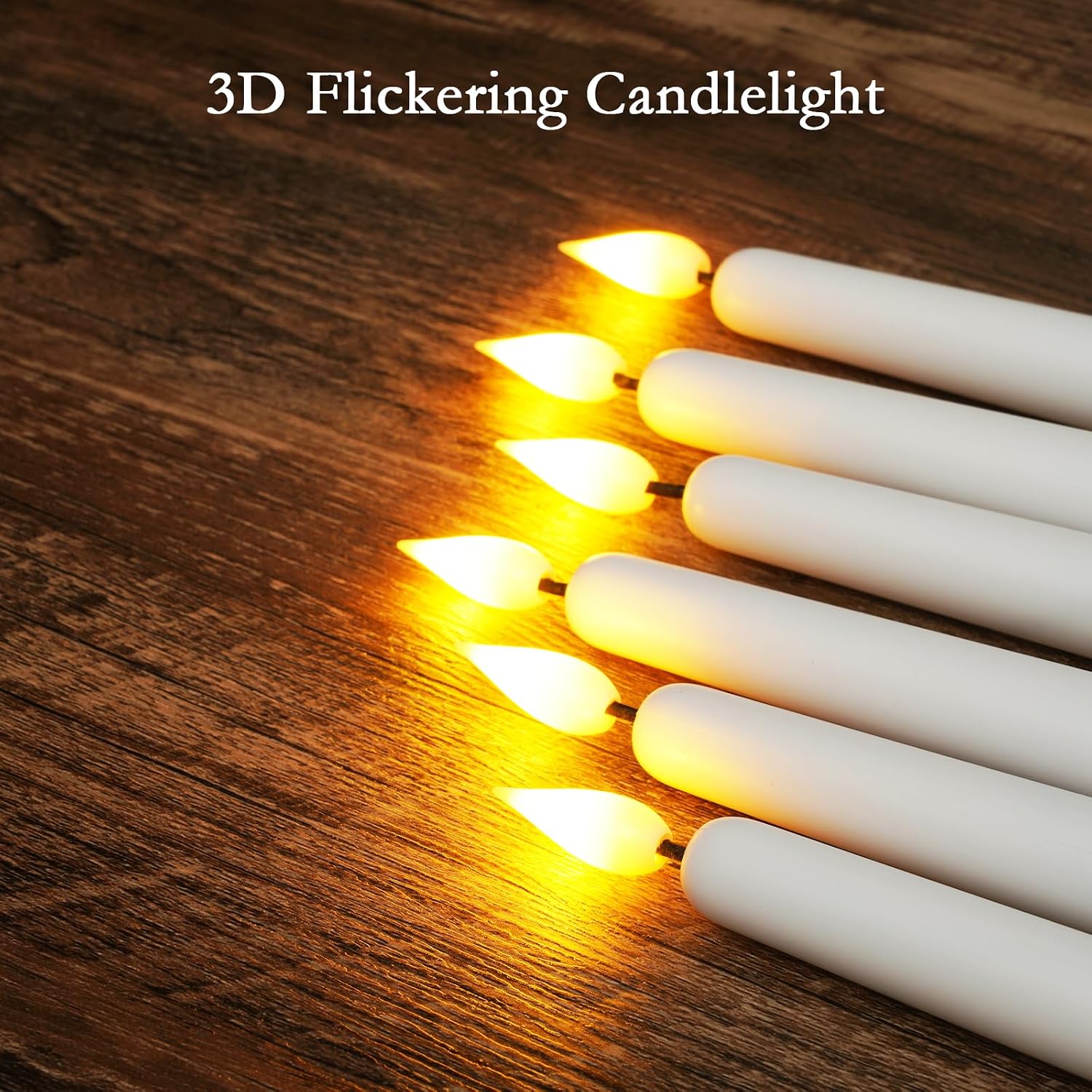 Homemory 12 Pcs Flameless Taper Candles with Remote Timer Dimmer, 11 inches White LED Taper Candles, Plastic Battery