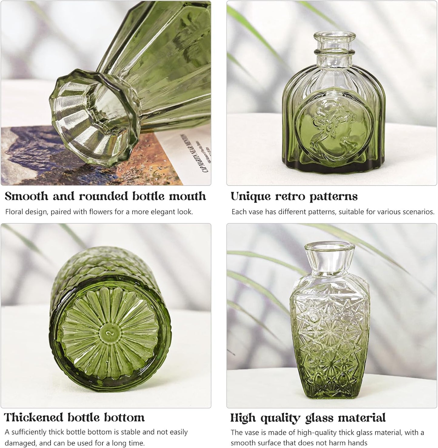 Glass Bud Vase Set / Ombre Green / Set of 12