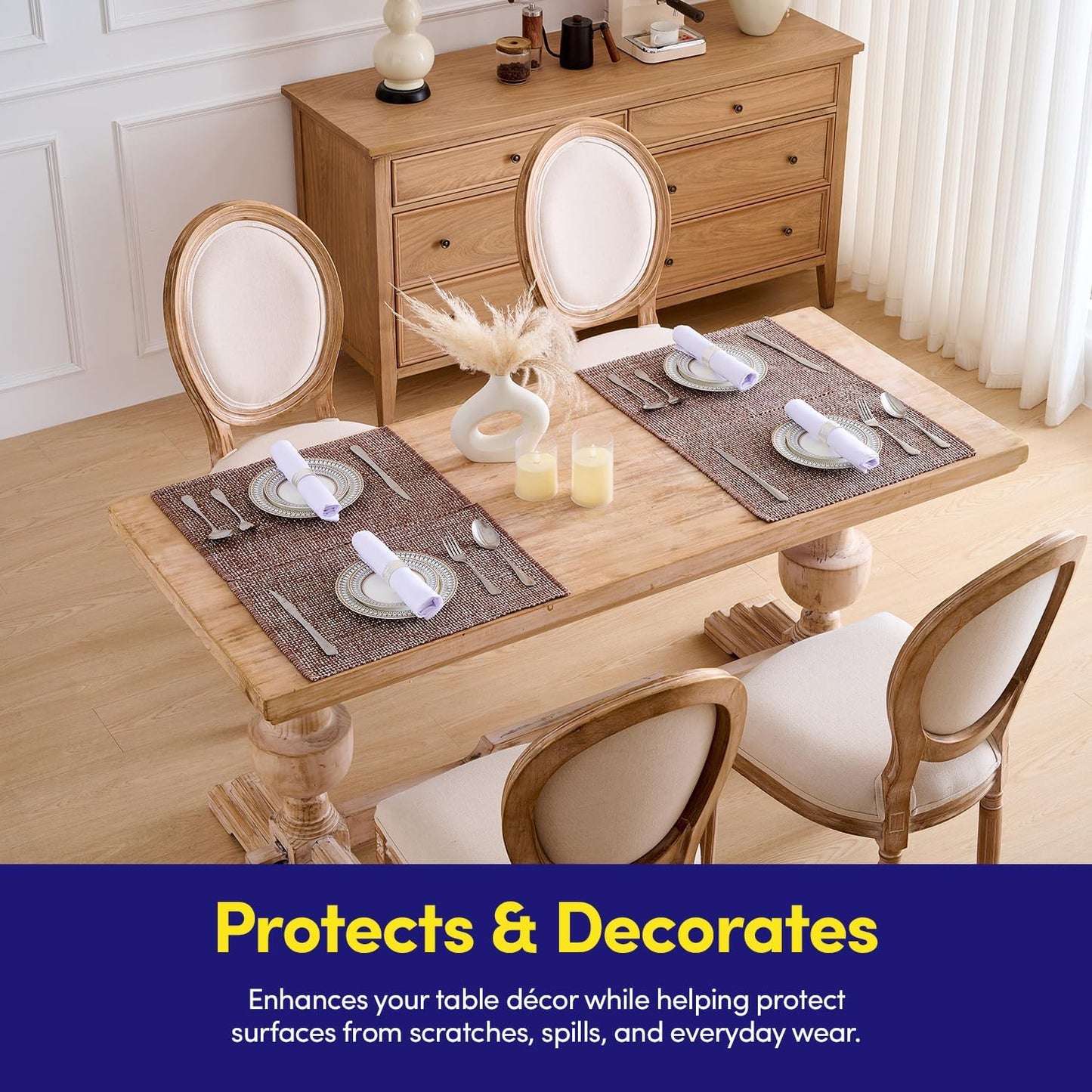 Sweet Home Collection 100% Cotton Placemats for Dining Room Rectangle Two Tone Woven Fabric 13" x 19" Soft Durable