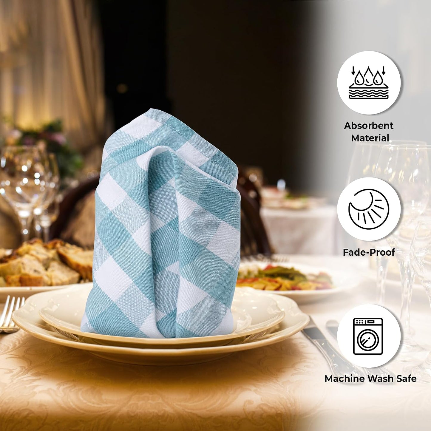 Urban Villa Cloth Napkins Cotton 20x20 (Set of 6) Aqua