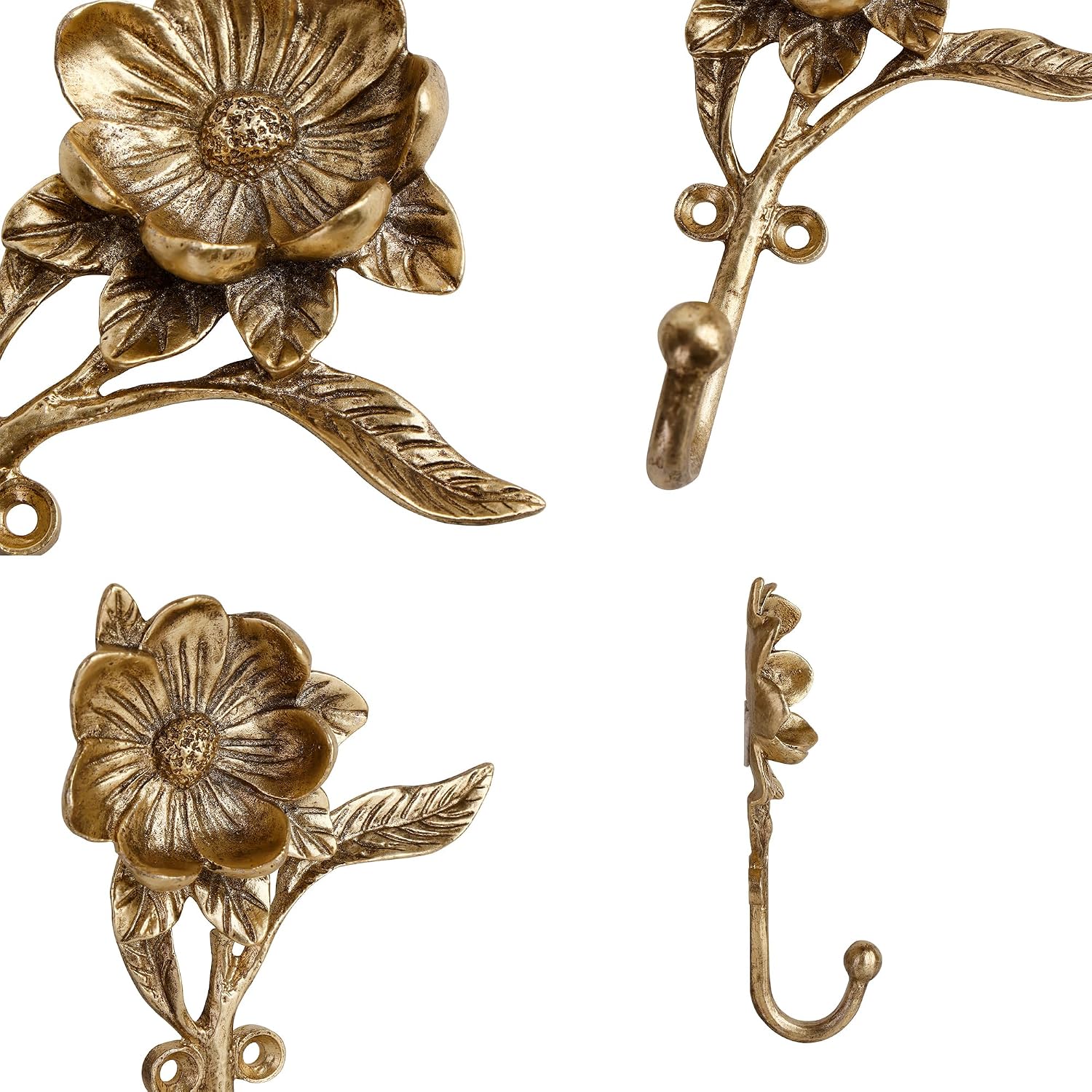 Golden Flower Metal Hooks / Set of 2