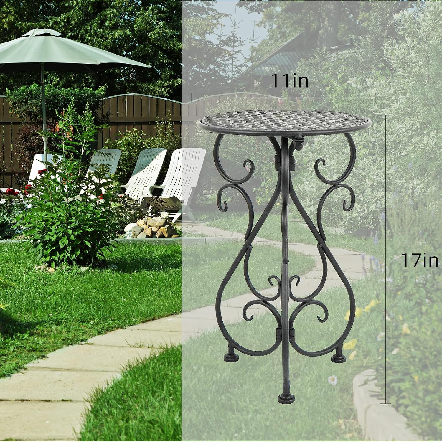 NAKUPE Metal Plant Stands 2 Pack, Heavy Duty Plant Pedestal 17" Tall, Single Flower Pot Holder for Indoor, Outdoor