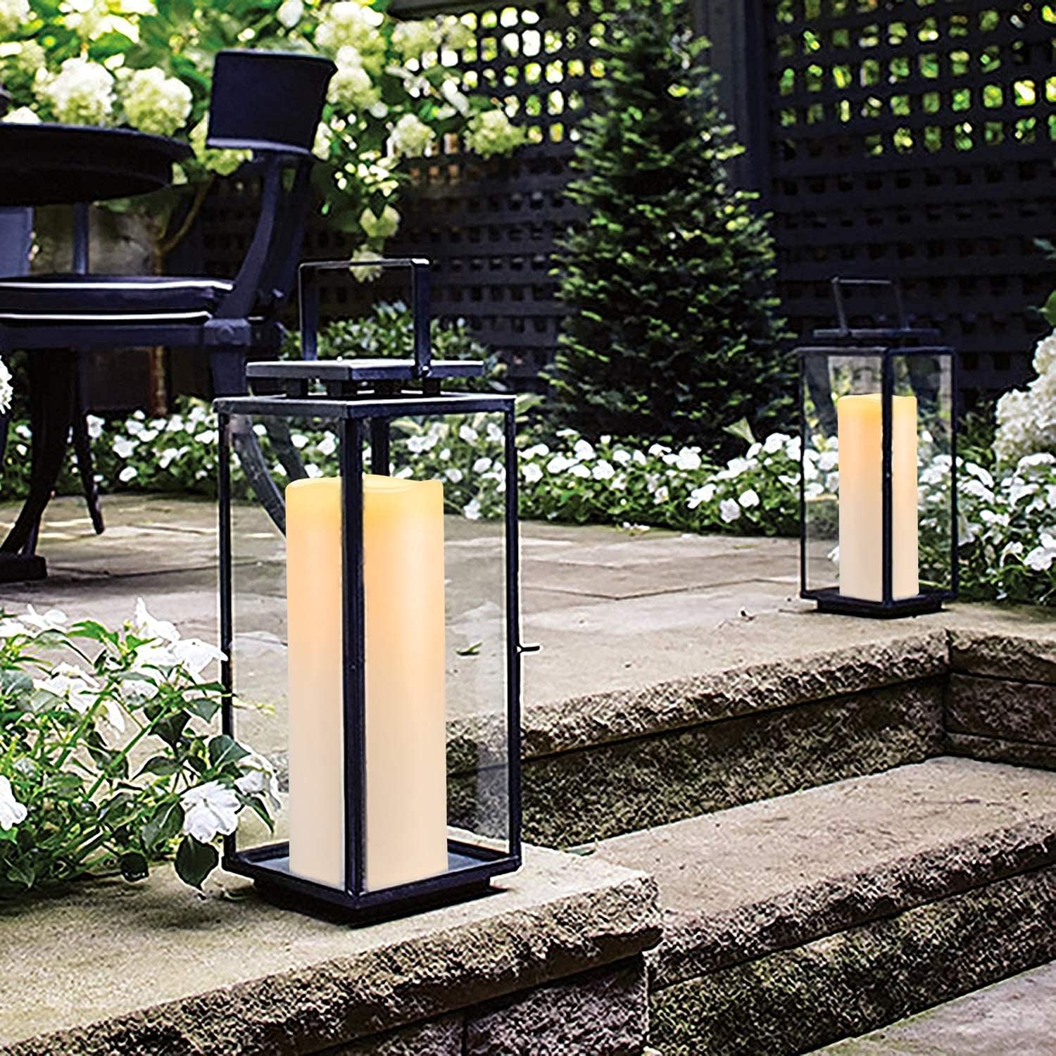 Homemory 4" x 10" Large Waterproof Outdoor Flameless Candles, Battery Operated LED Pillar Candles with Remote and