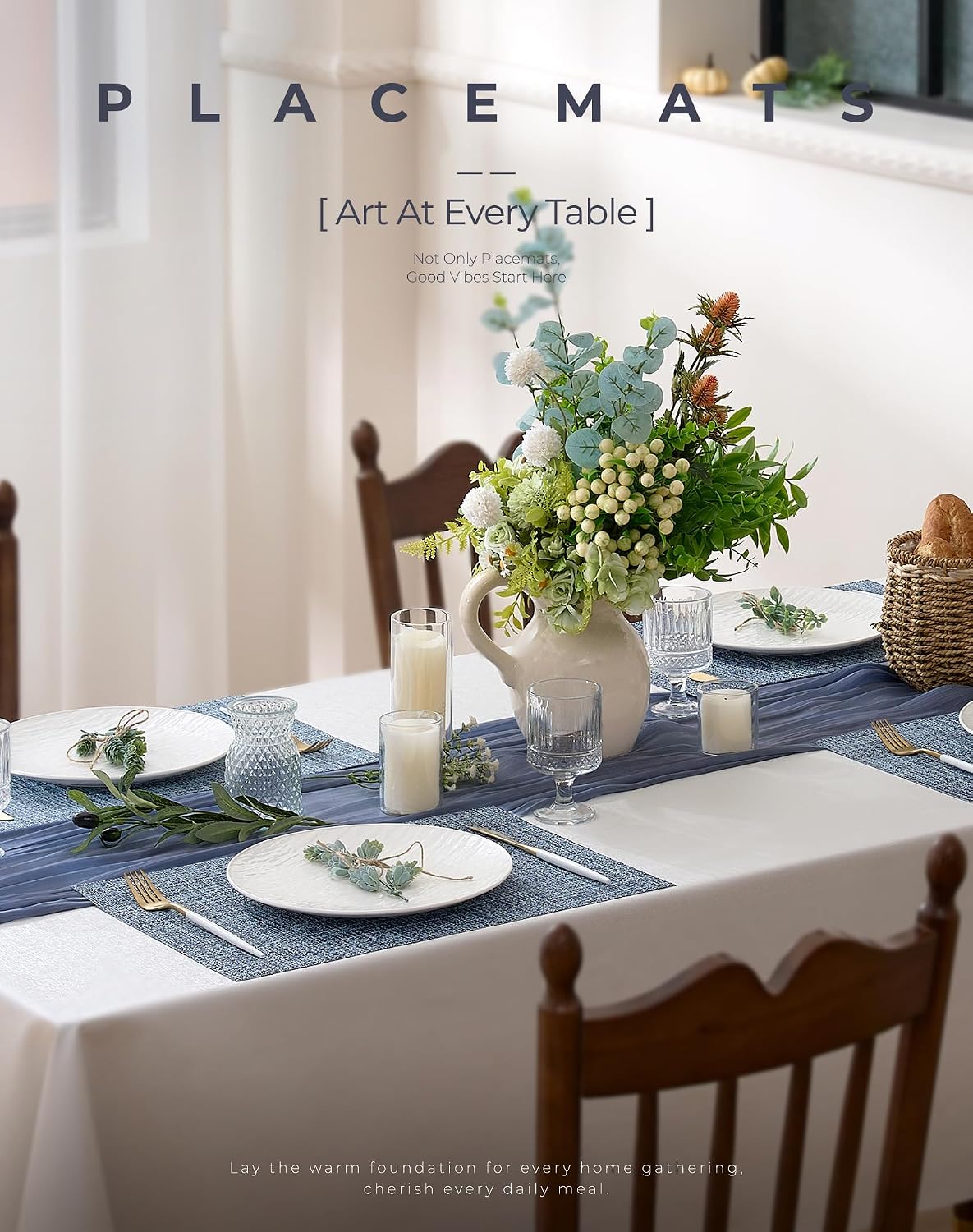 Deep Navy Woven Placemats / C1- Deep Navy / Set of 6