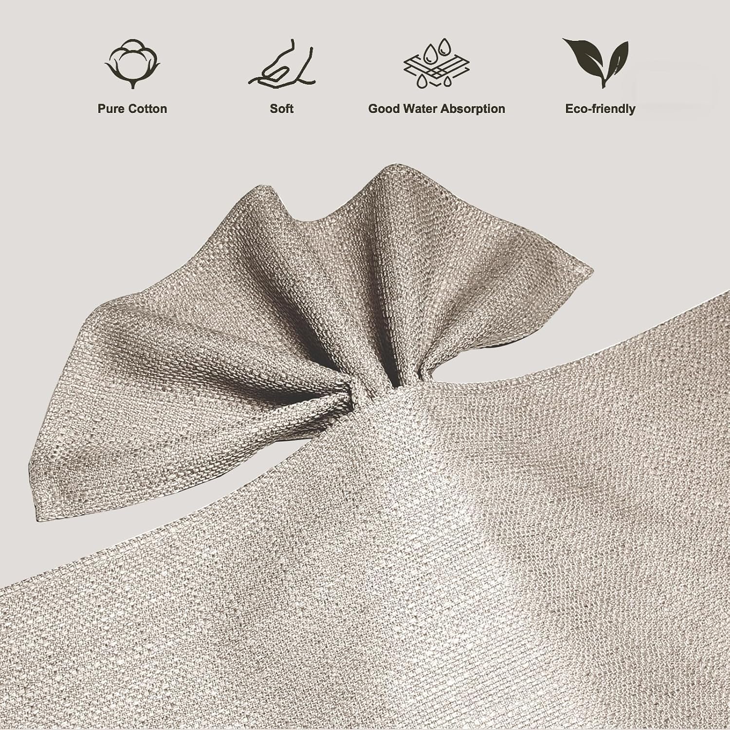 BALCONY & FALCON Rectangle Table Cloth Waterproof Beige 17.7"x17.7" 12pcs | Cloth Napkins Set of 12 Washable Linen