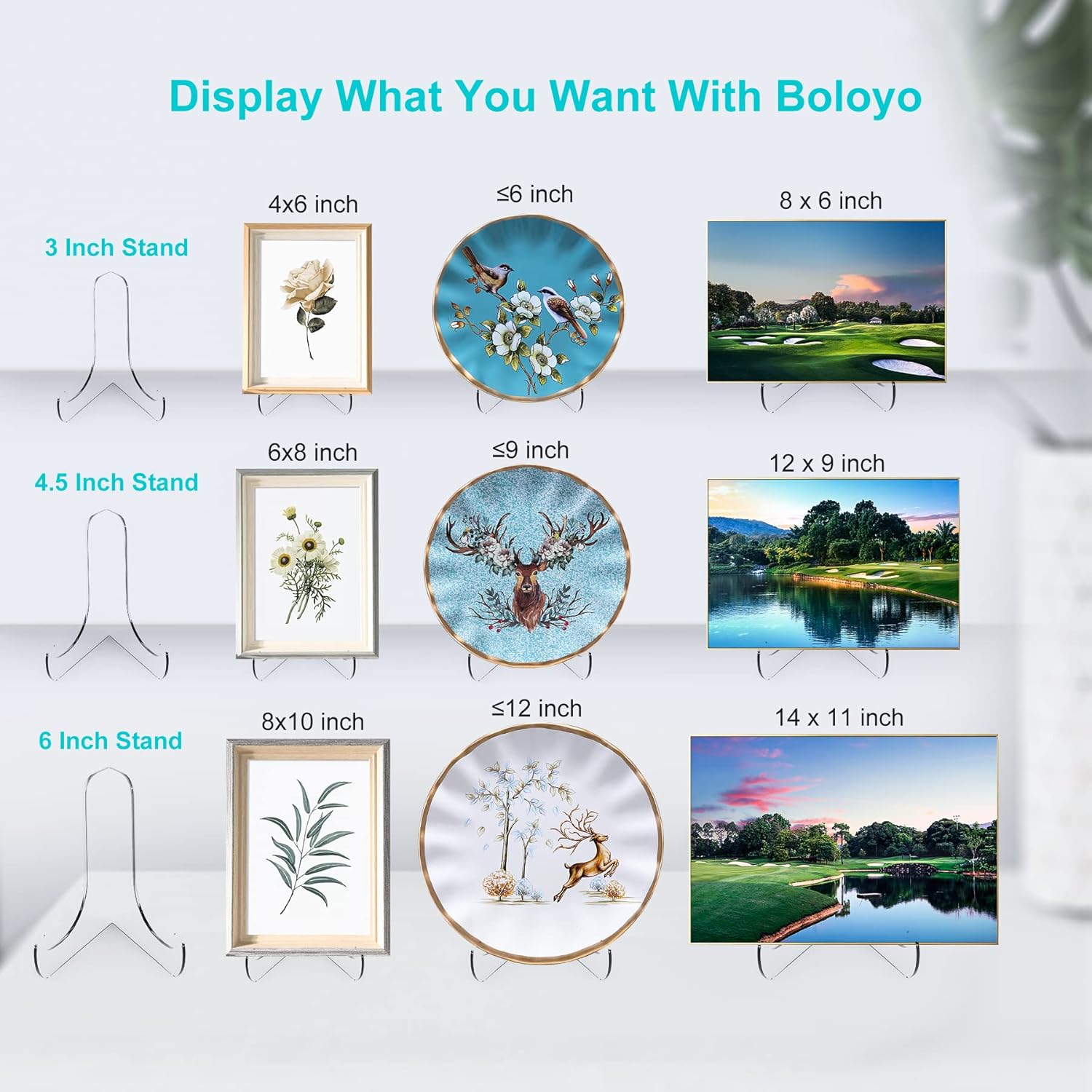 Acrylic Plate Display Stand / 60-degree Angle / 6 Inch / Clear