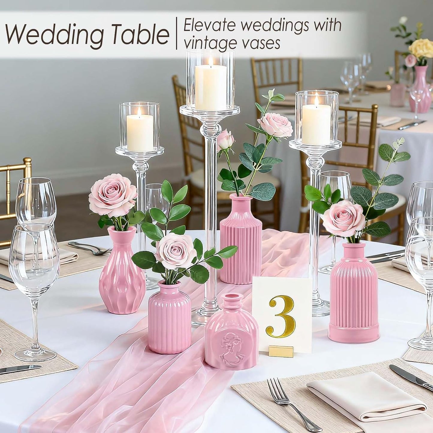 Glass Bud Vases / Baby Pink / Set of 12