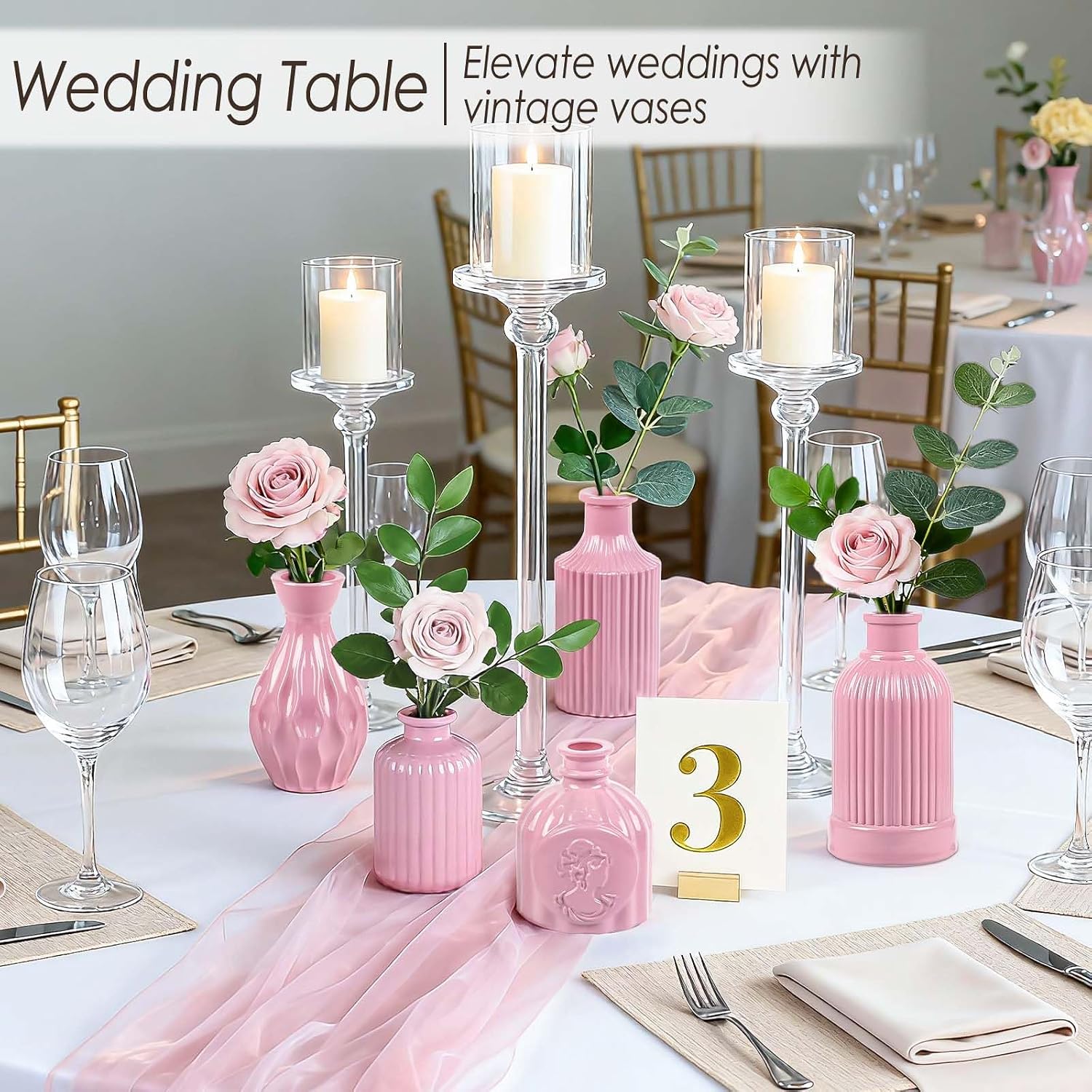 Glass Bud Vases / Baby Pink / Set of 12
