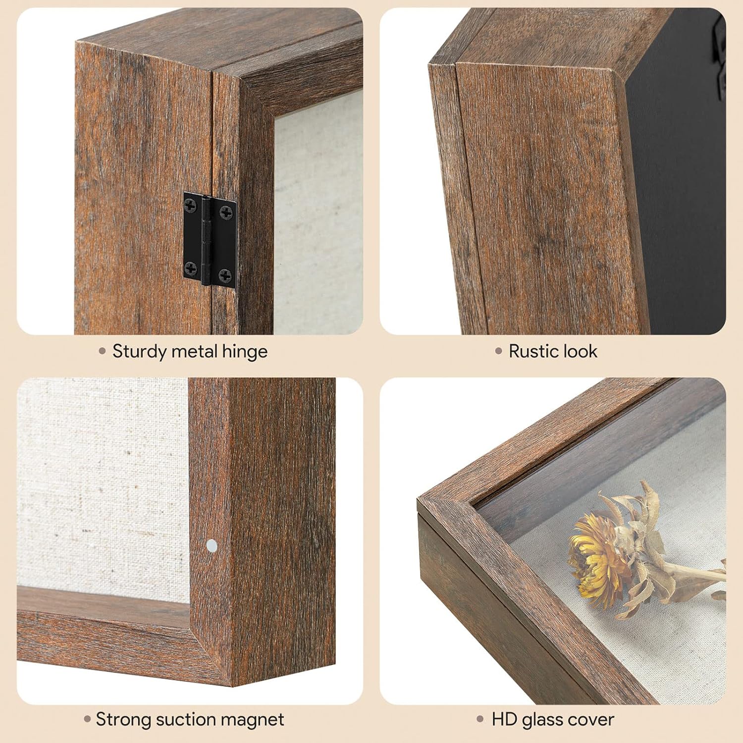 Califortree 11x14 Shadow Box Frame with Soft Linen Back - Sturdy Memory Display Case of Flower, Pictures, Medals and