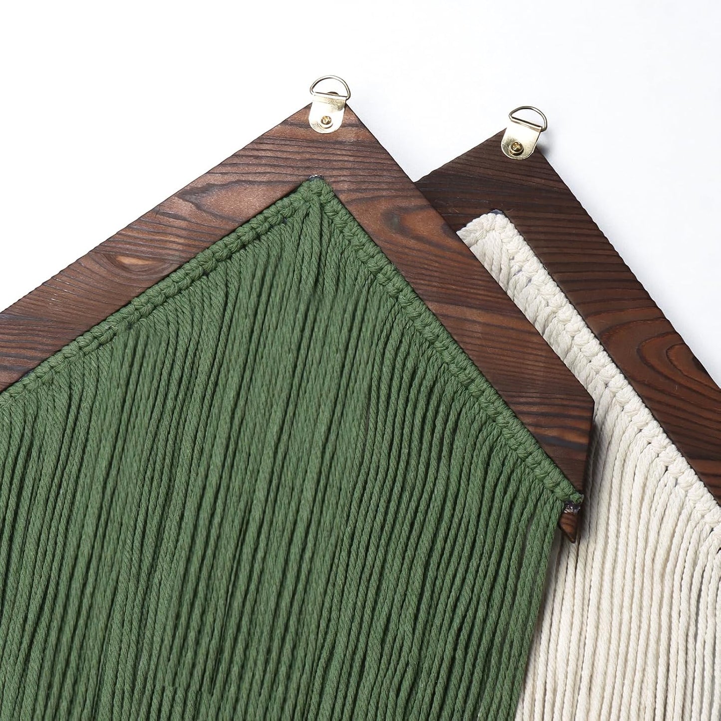 Macrame Wall Hanging Boho Wall Decor / Green Beige / Set of 2