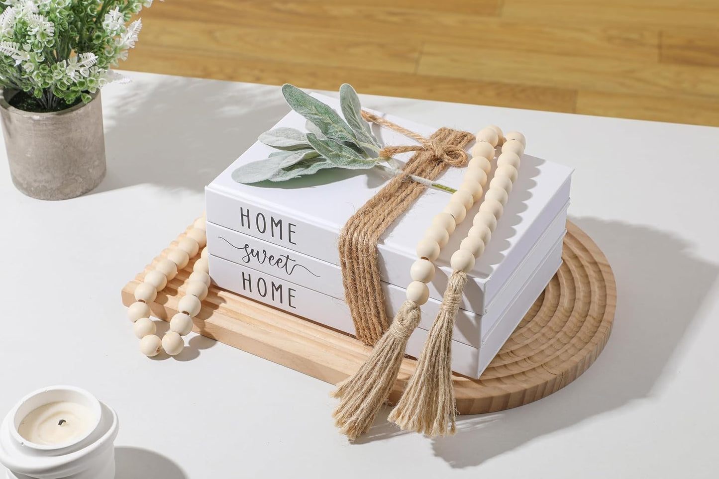 White Decorative Faux Books for Farmhouse & Living Room Decor / White - Hardcover
