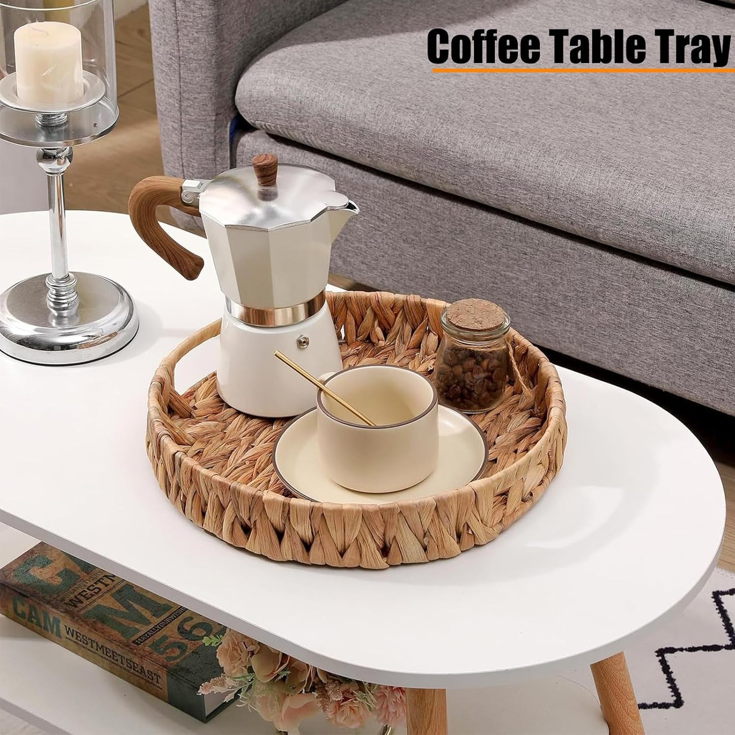 Water Hyacinth Wicker Serving Tray / 11.8 x 1.9