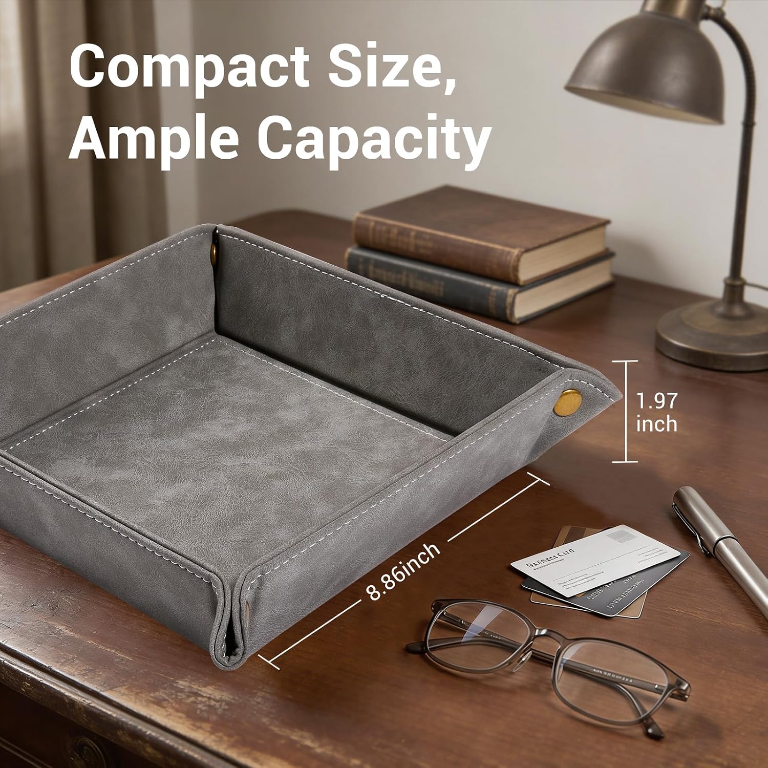 Leather Valet Tray / Gray