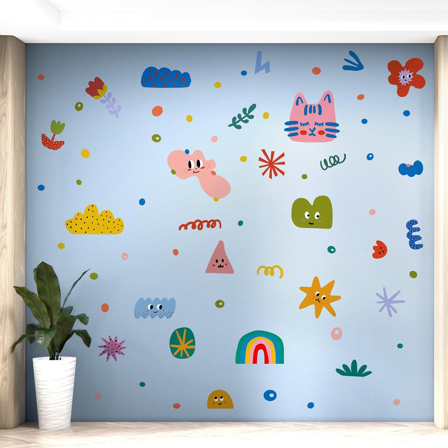 Colorful Abstract Shape Wall Decals / Smile Clouds Rainbow Irregular Wall Decals