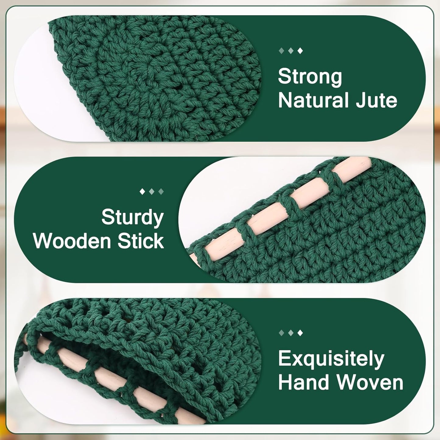 Boho Wall Baskets / Green-cotton