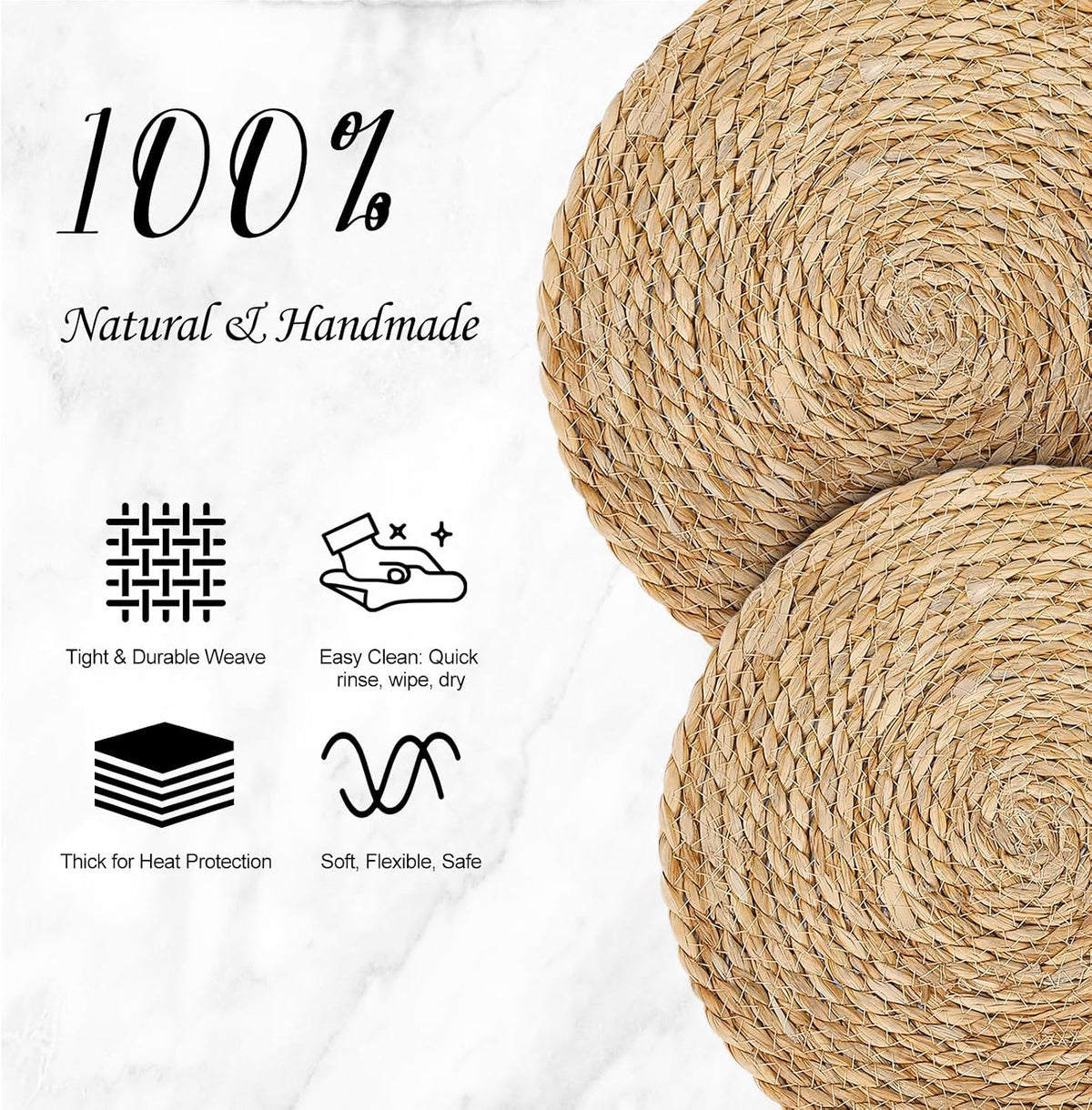 13 Inch Placemats Set of 24, Boho Round Woven Place Mats for Dining Table Decor, Rustic Jute Chargers for Dinner