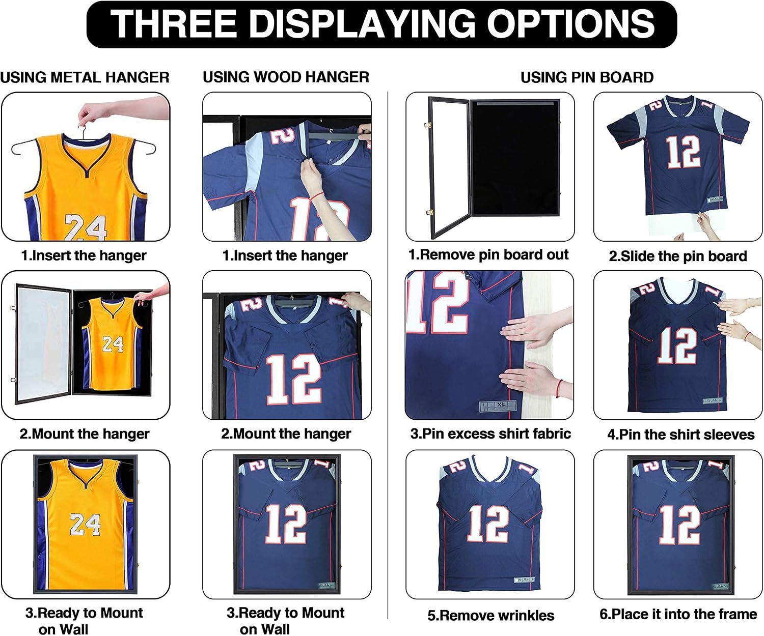 IHEIPYE Jersey Display Frame Case Lockable, Large Sport Jersey Shadow Box with UV Protection Acrylic and Hanger for
