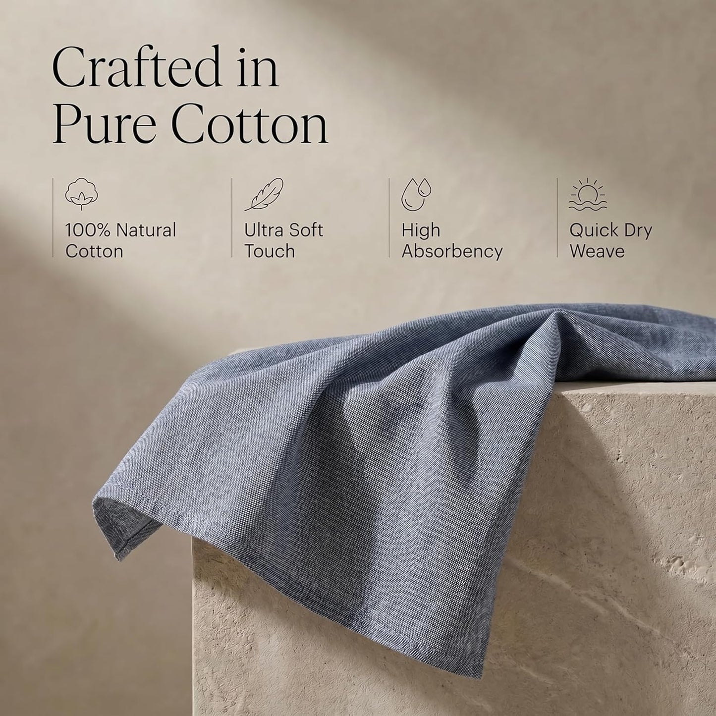 Urban Villa Kitchen Towels Premium Quality 100% Cotton Solid Kitchen Towels Set of 6 Ultra Soft Size 20X30 Inches