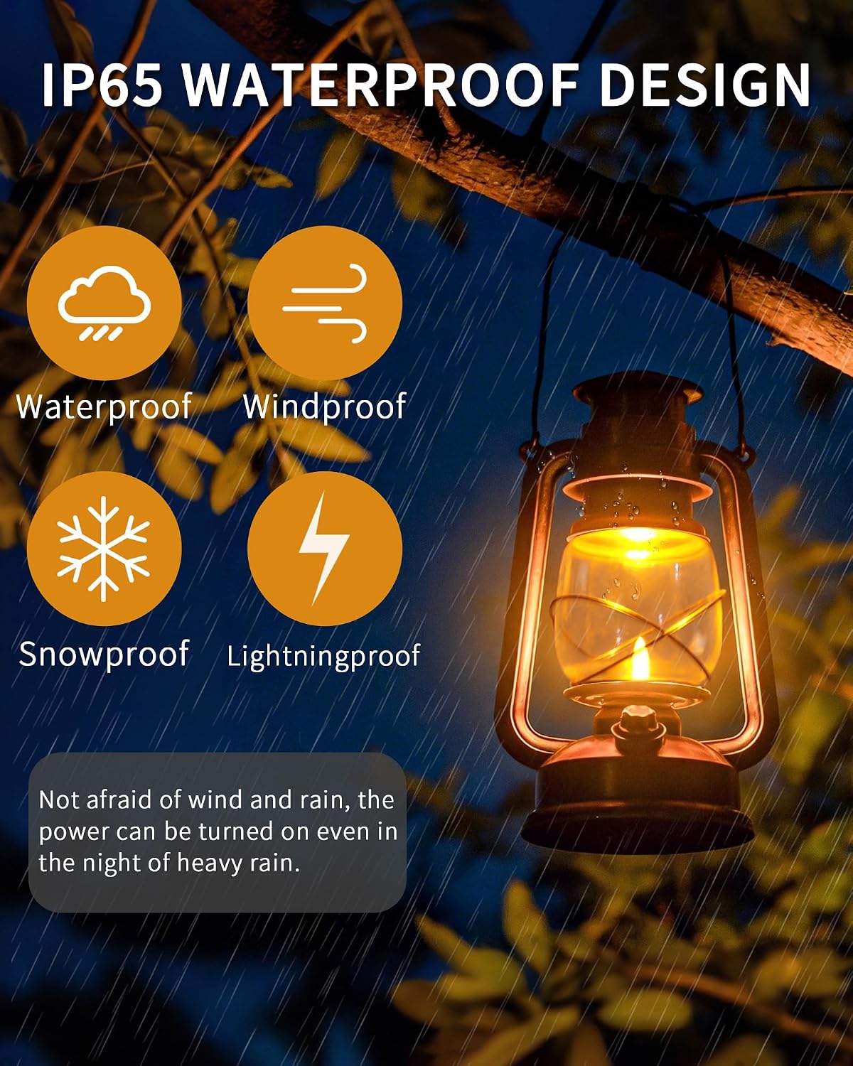2 Pack Battery Operated Vintage Hanging Lanterns, IP65 Waterproof | 2 Modes (Steady & Flickering), Battery Included