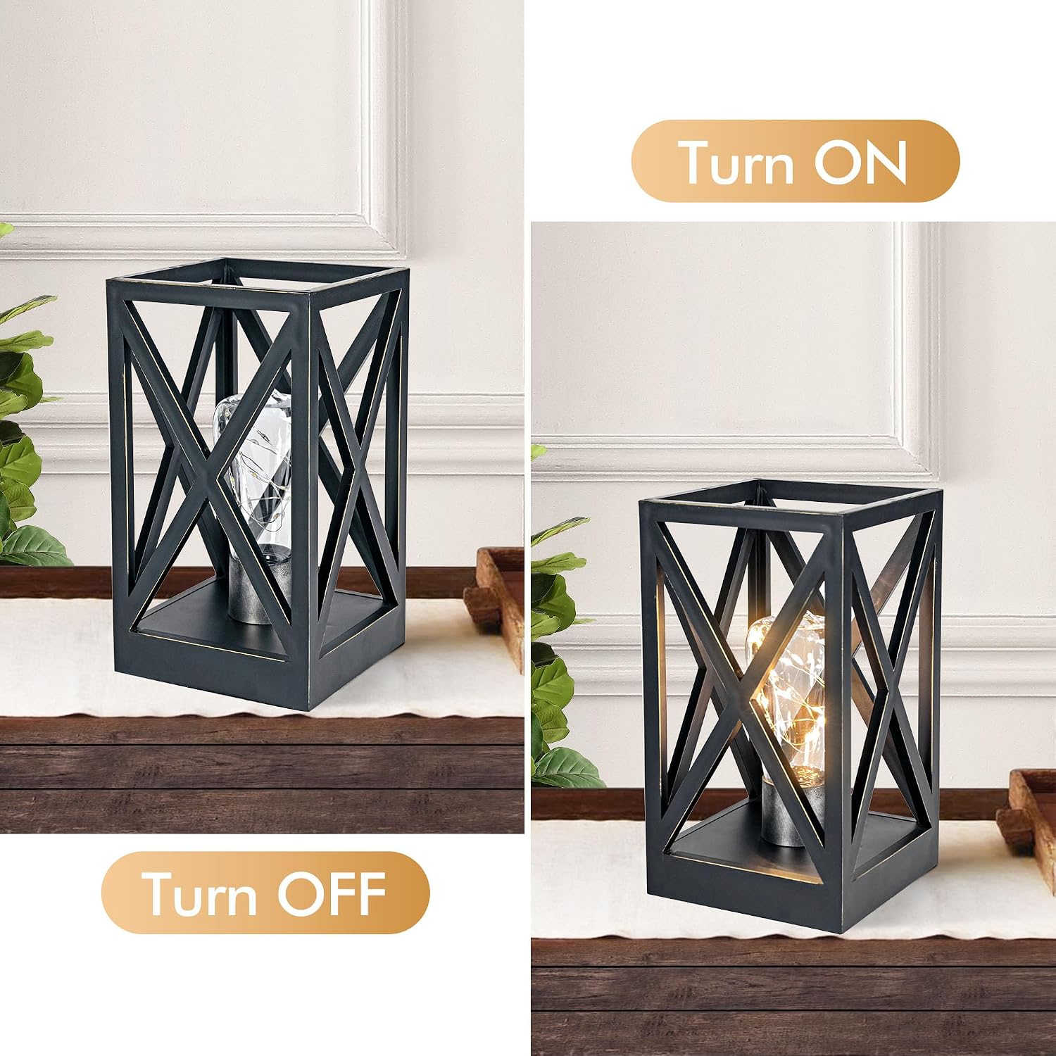 WINGBO 2 Pack Retro Battery Powered Table Lamps, Battery Operated Cordless Lamp Set, Portable Nightlight Decorative